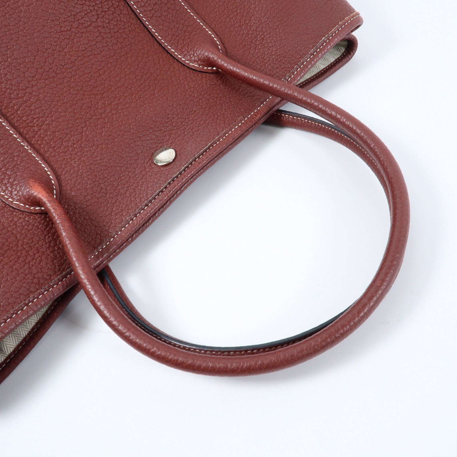 HERMES Negonda皮革Garden Party PM銀扣手挽袋Rouge H
