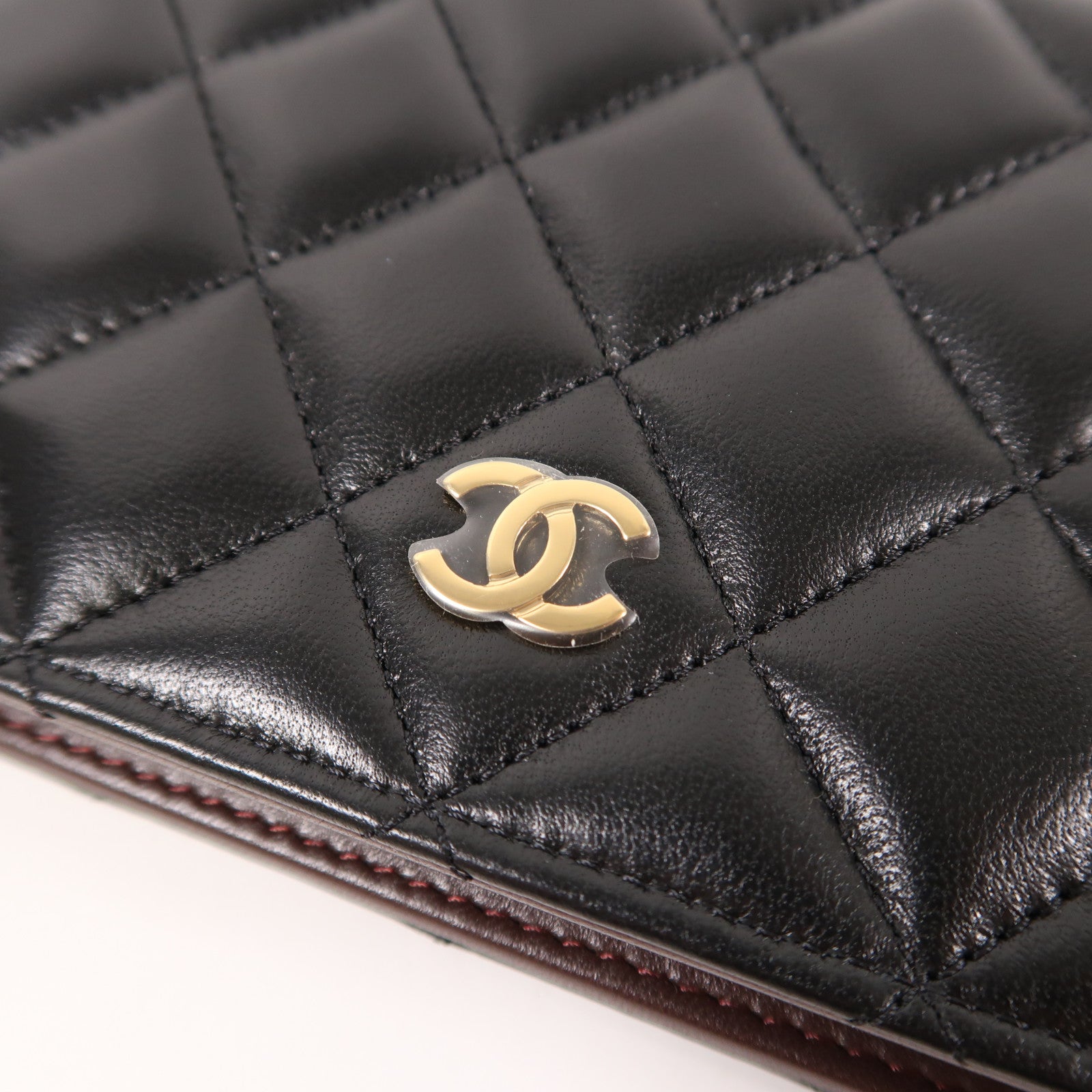 CHANEL 羊皮皮革Long Wallet金扣長錢包