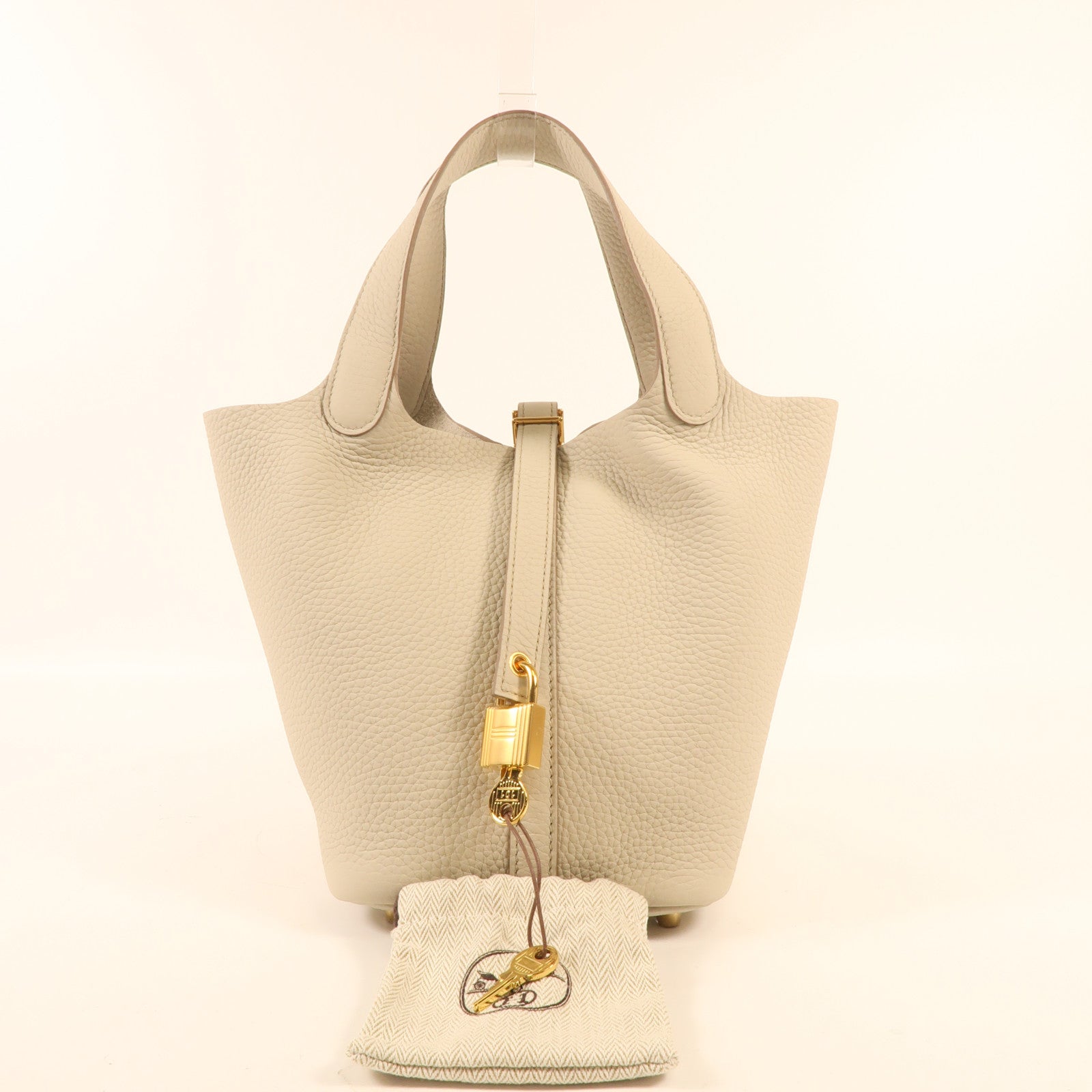 HERMES Clemence皮革Picotin PM金扣手挽袋