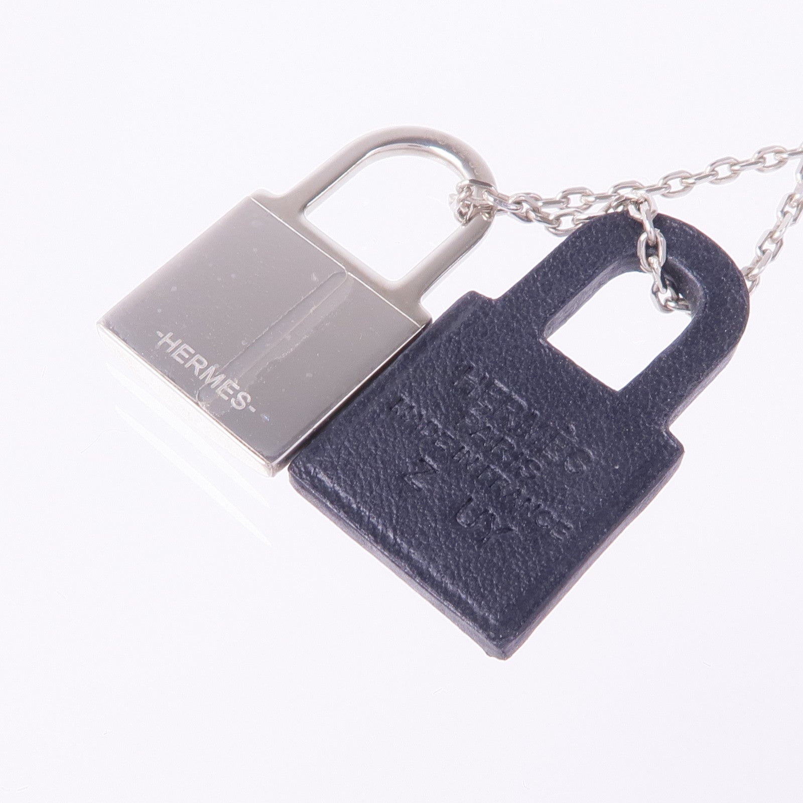 HERMES 金屬/Swift皮革O'Kelly Pendant項鍊Noir