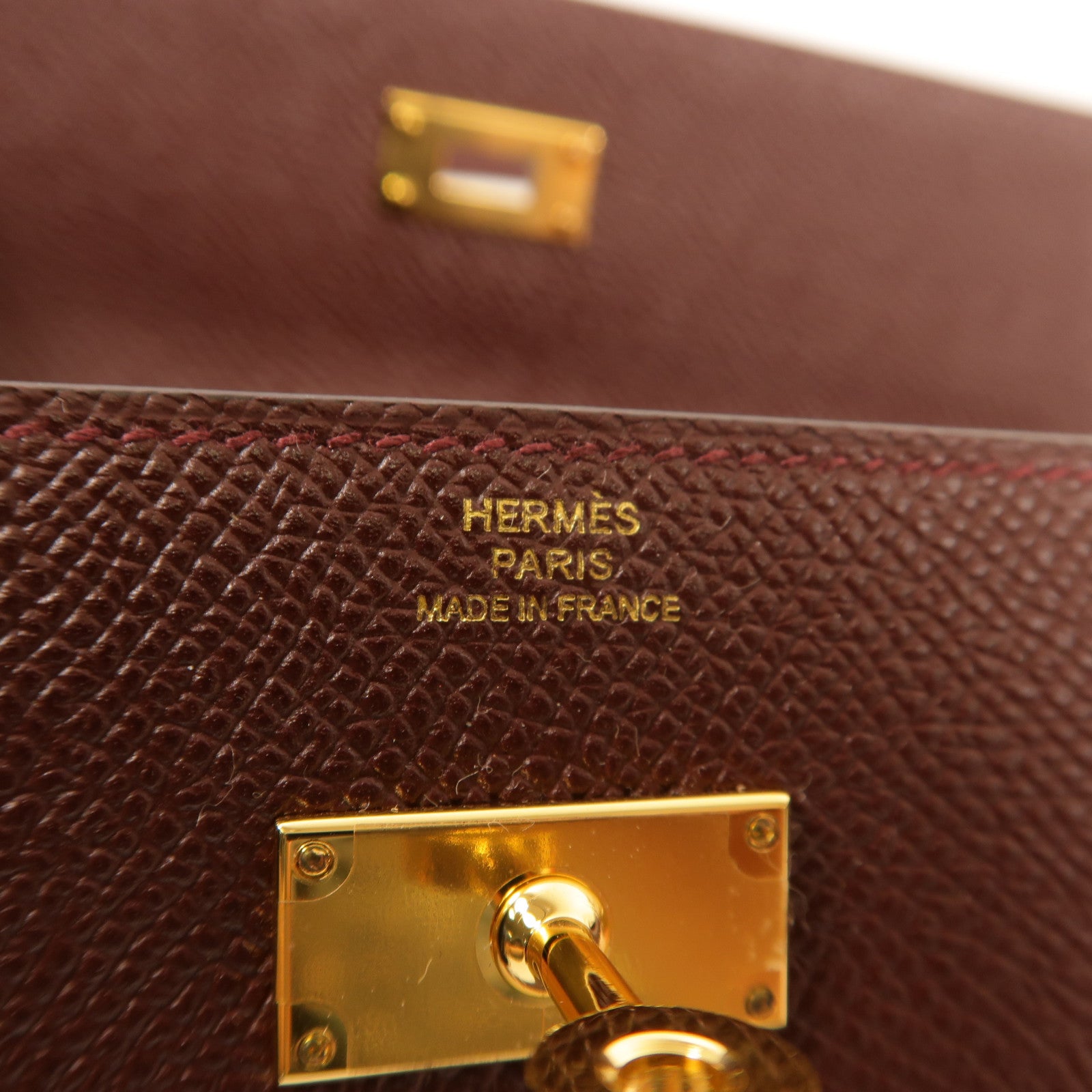 HERMES Epsom皮革Kelly To Go金扣肩背袋57/Bordeaux