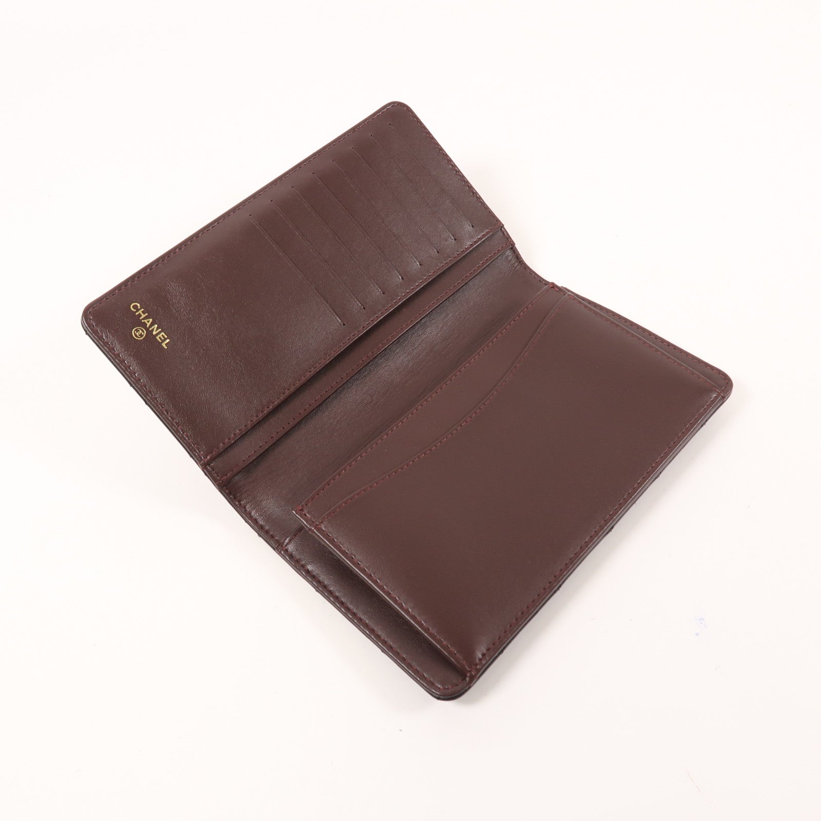 CHANEL 羊皮皮革Long Wallet金扣長錢包
