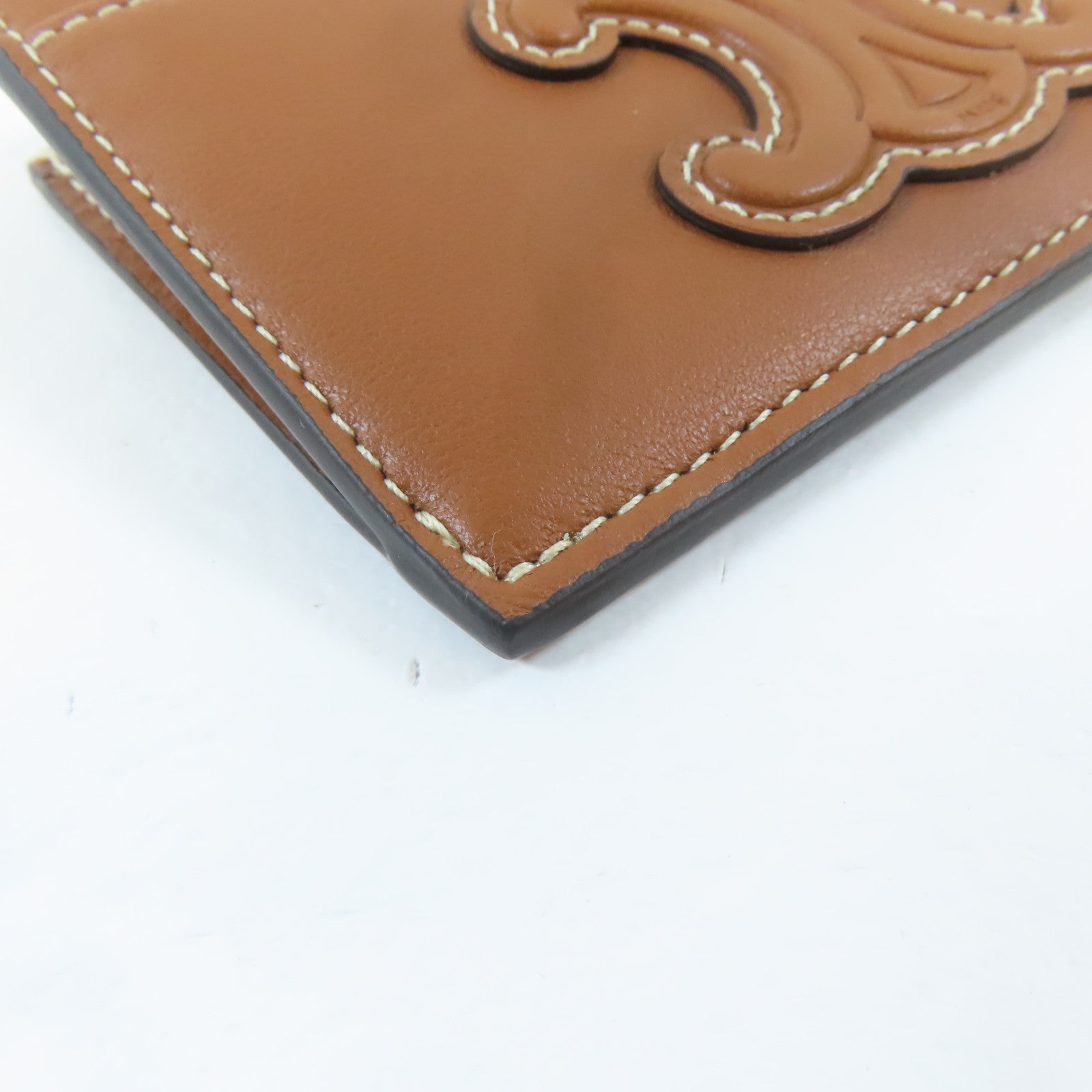 CELINE 羊皮皮革Card Case金扣卡片套啡色
