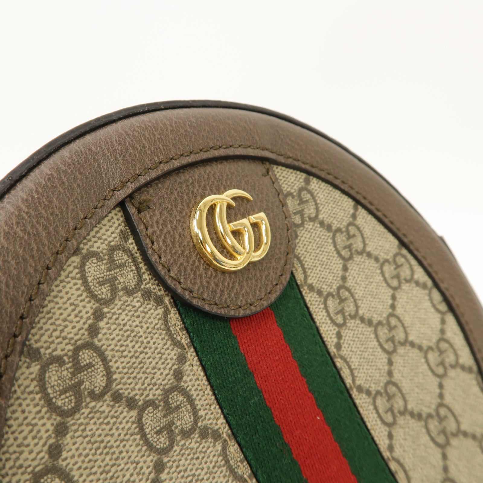 GUCCI 塗層帆布Ophidia GG Mini Shoulder Bag金扣鏈帶肩背袋棕色