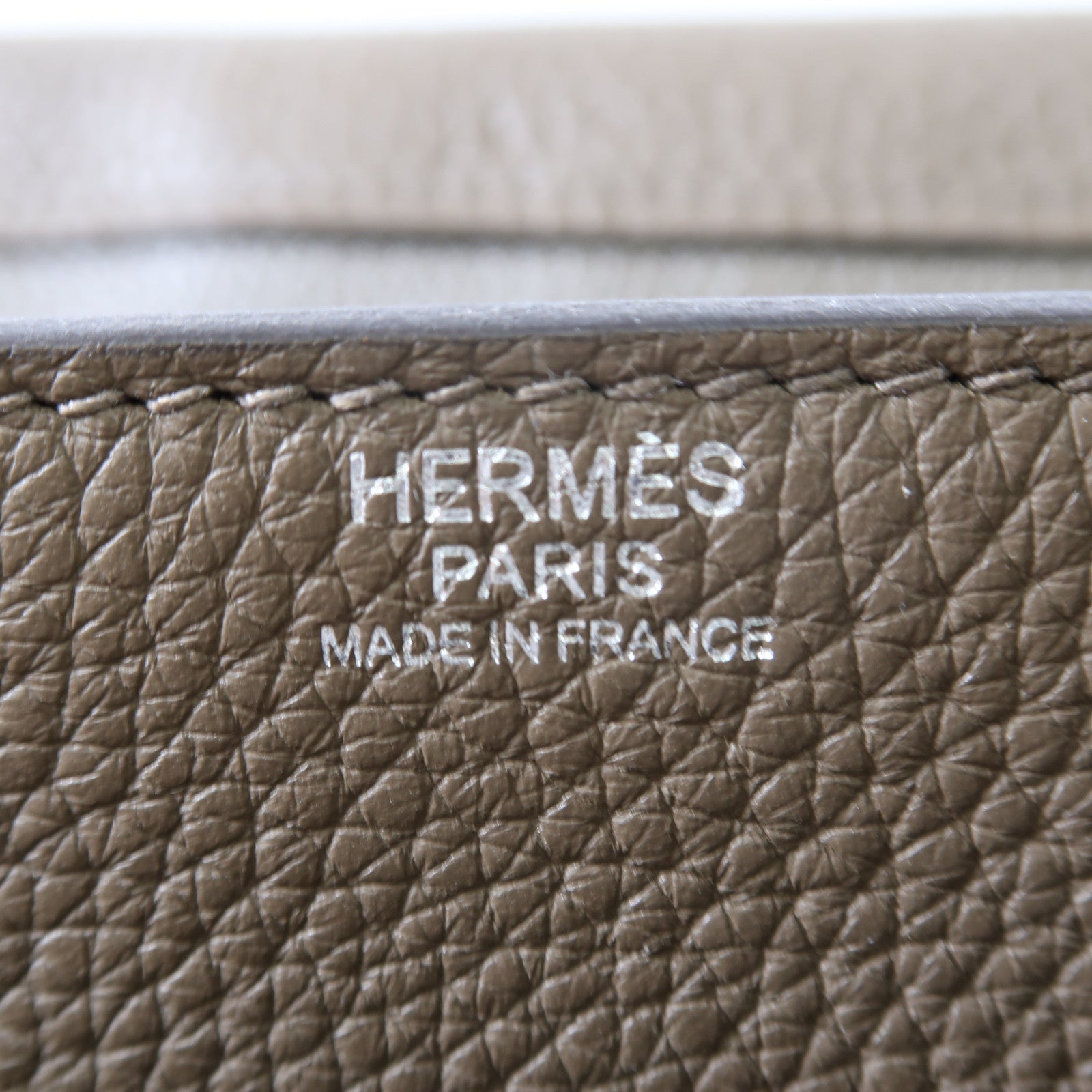 HERMES Clemence皮革Steve 35銀扣肩背袋Etoupe/大象灰