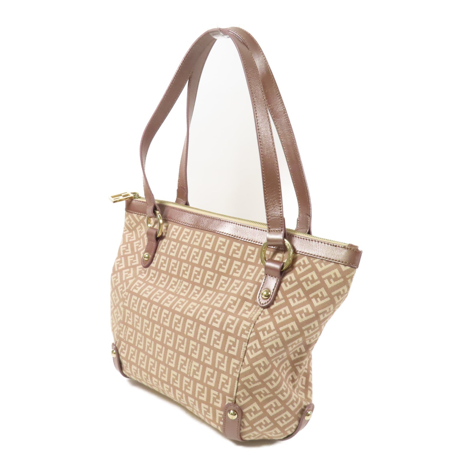 FENDI 帆布Tote Bag金扣肩背袋