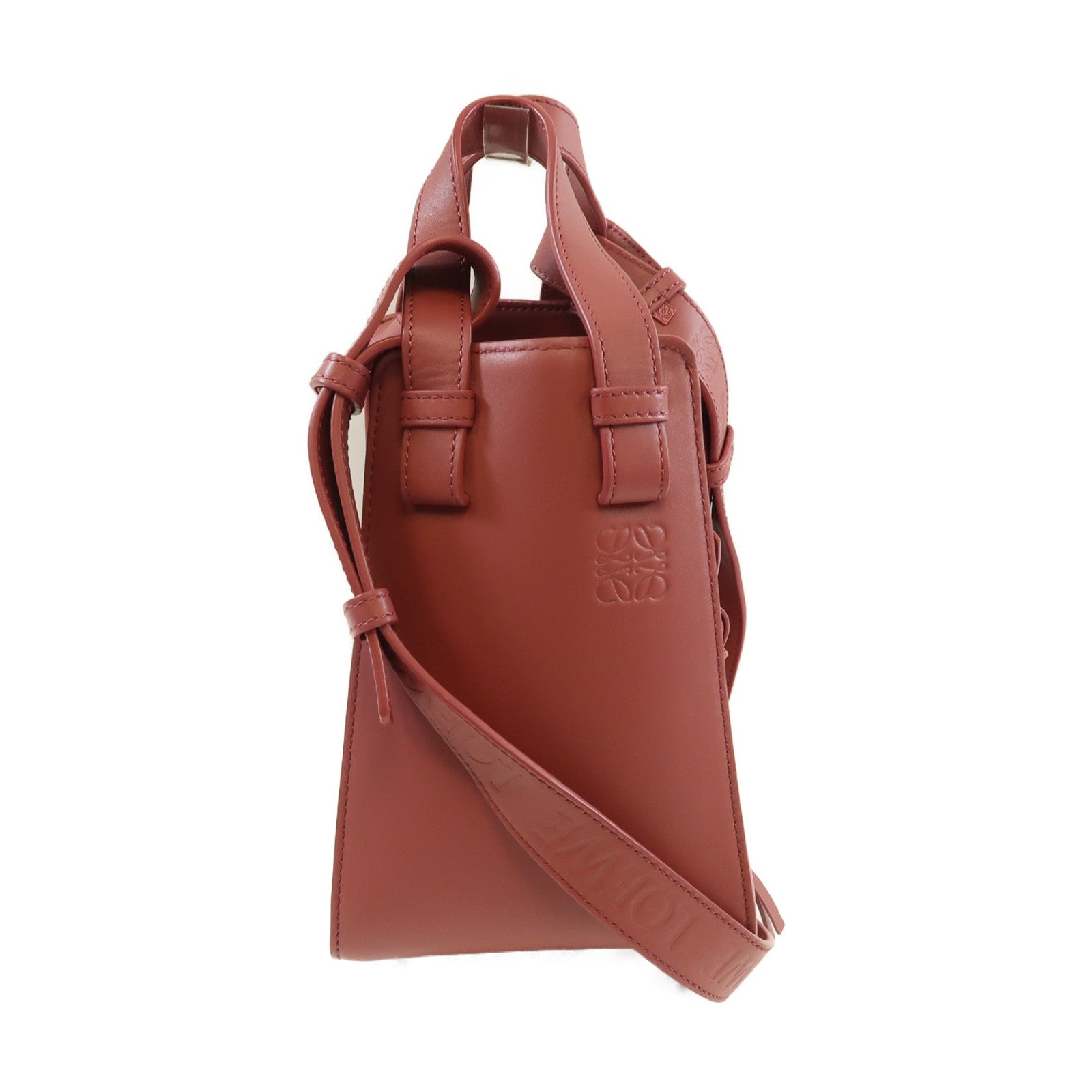 LOEWE 牛皮皮革Hammock金扣手挽肩背兩用袋粉紅色