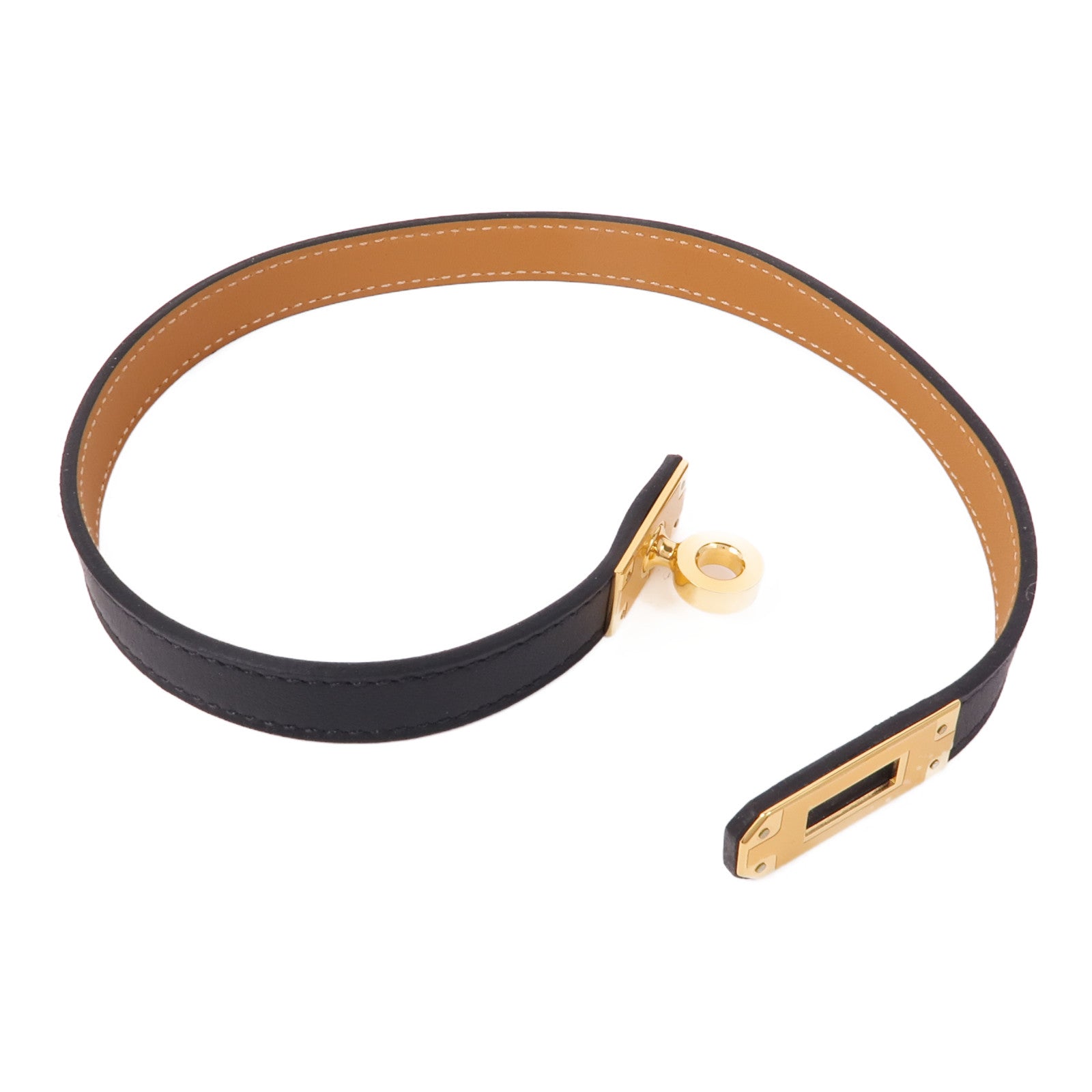 HERMES GHW Kelly Double Tour Bracelet Veau Swift Leather Noir Black