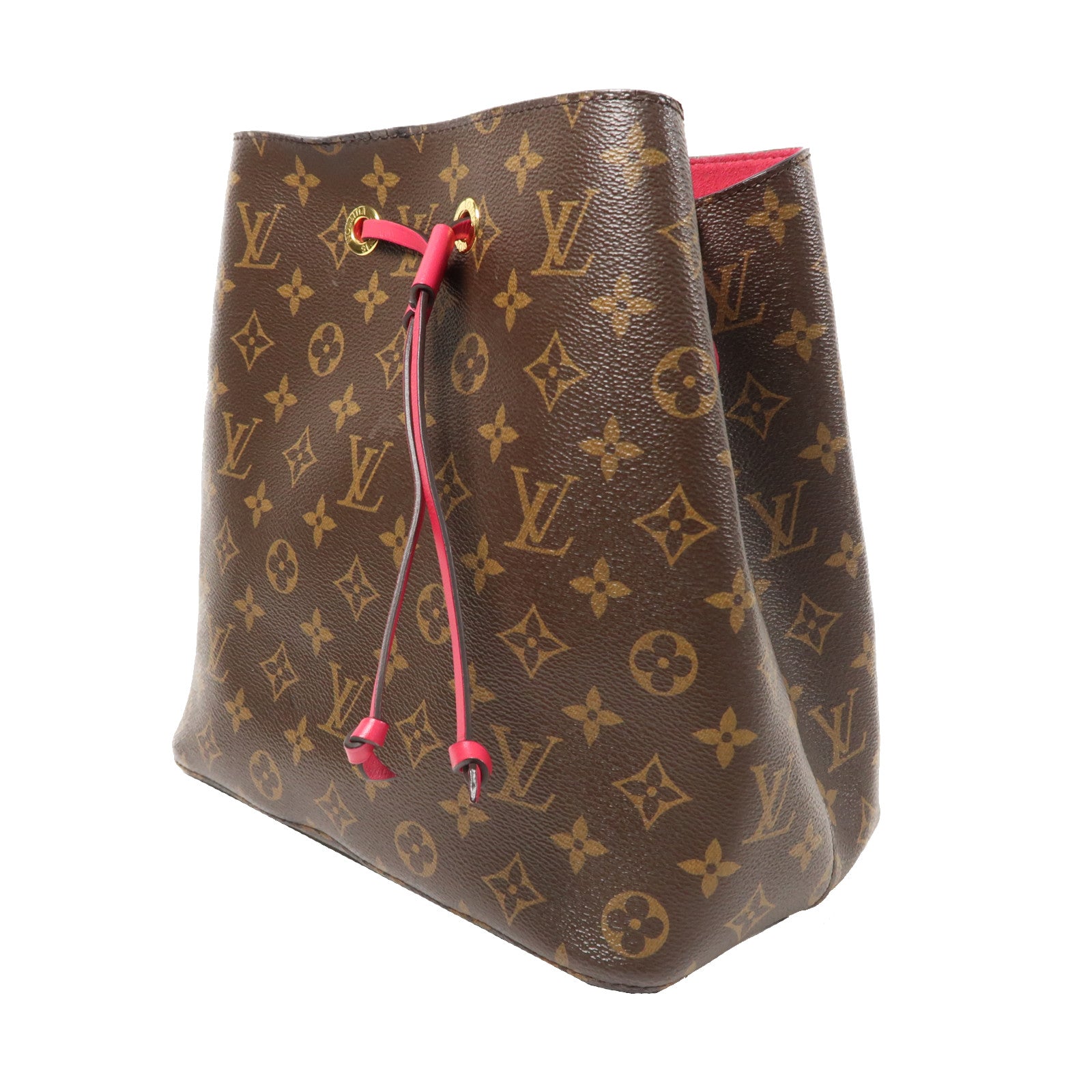 LOUIS VUITTON Monogram Neo Noe金扣肩背袋啡色/紅色
