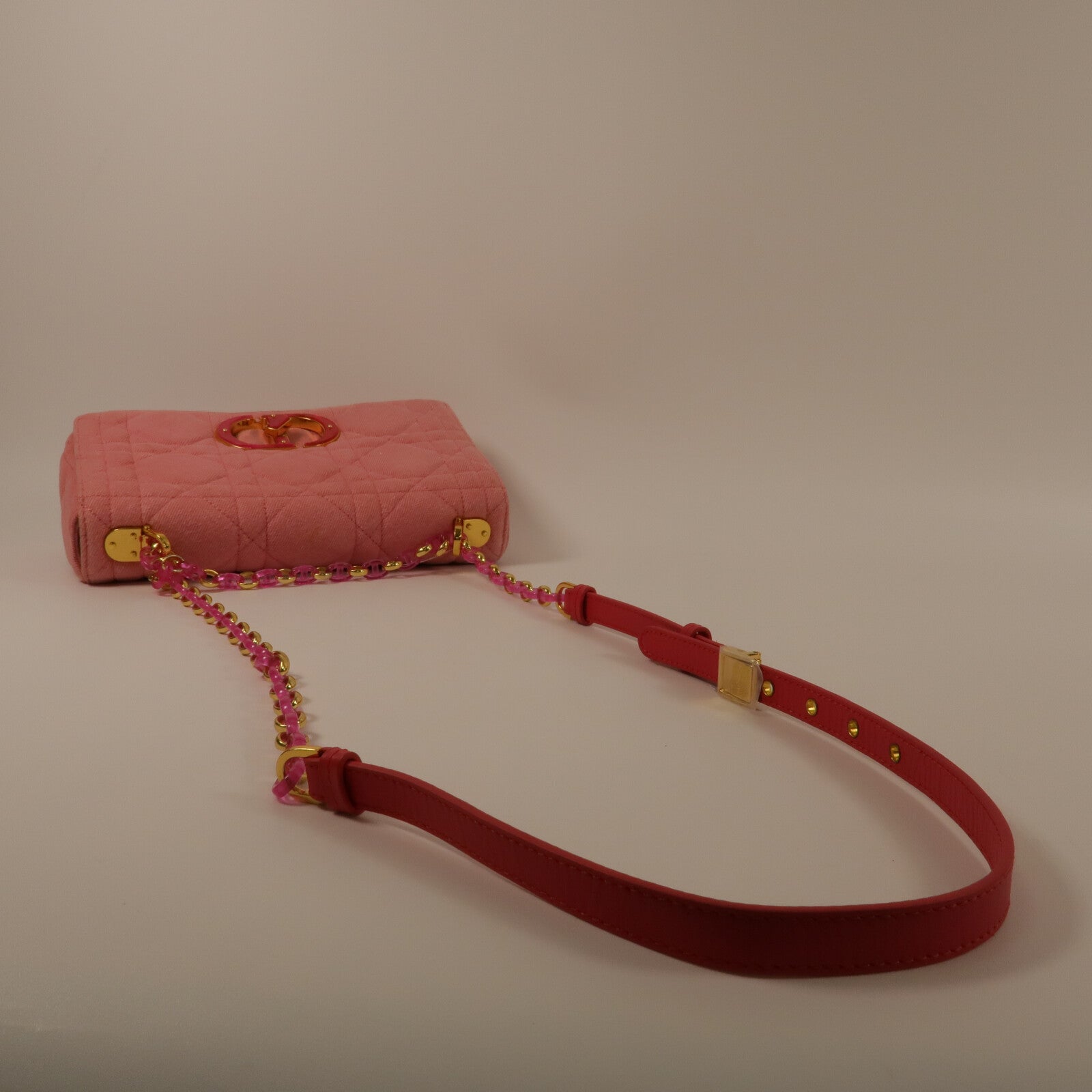 Dior 牛仔布Caro Medium鏈帶肩背袋