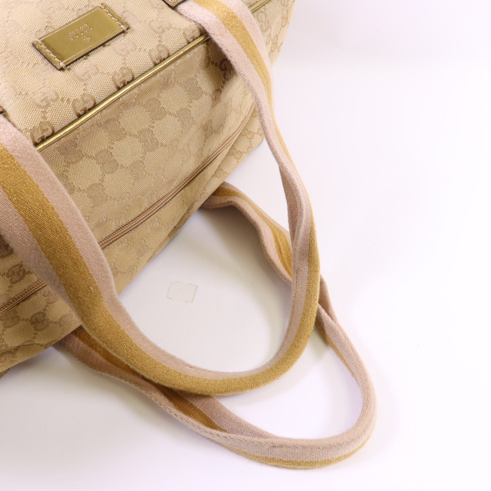 GUCCI 帆布Boston Bag銀扣肩背袋