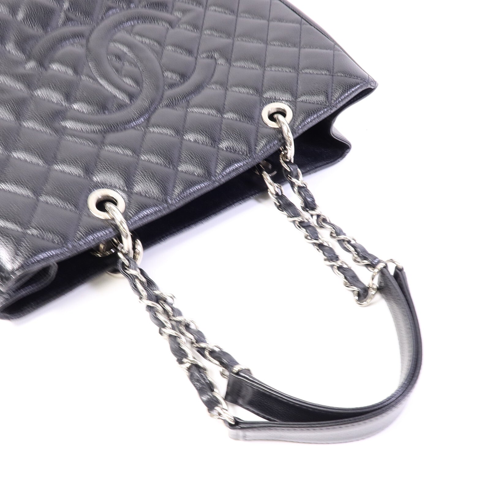 CHANEL 牛皮皮革GST Grand Shopping Tote Bag鏈帶肩背袋