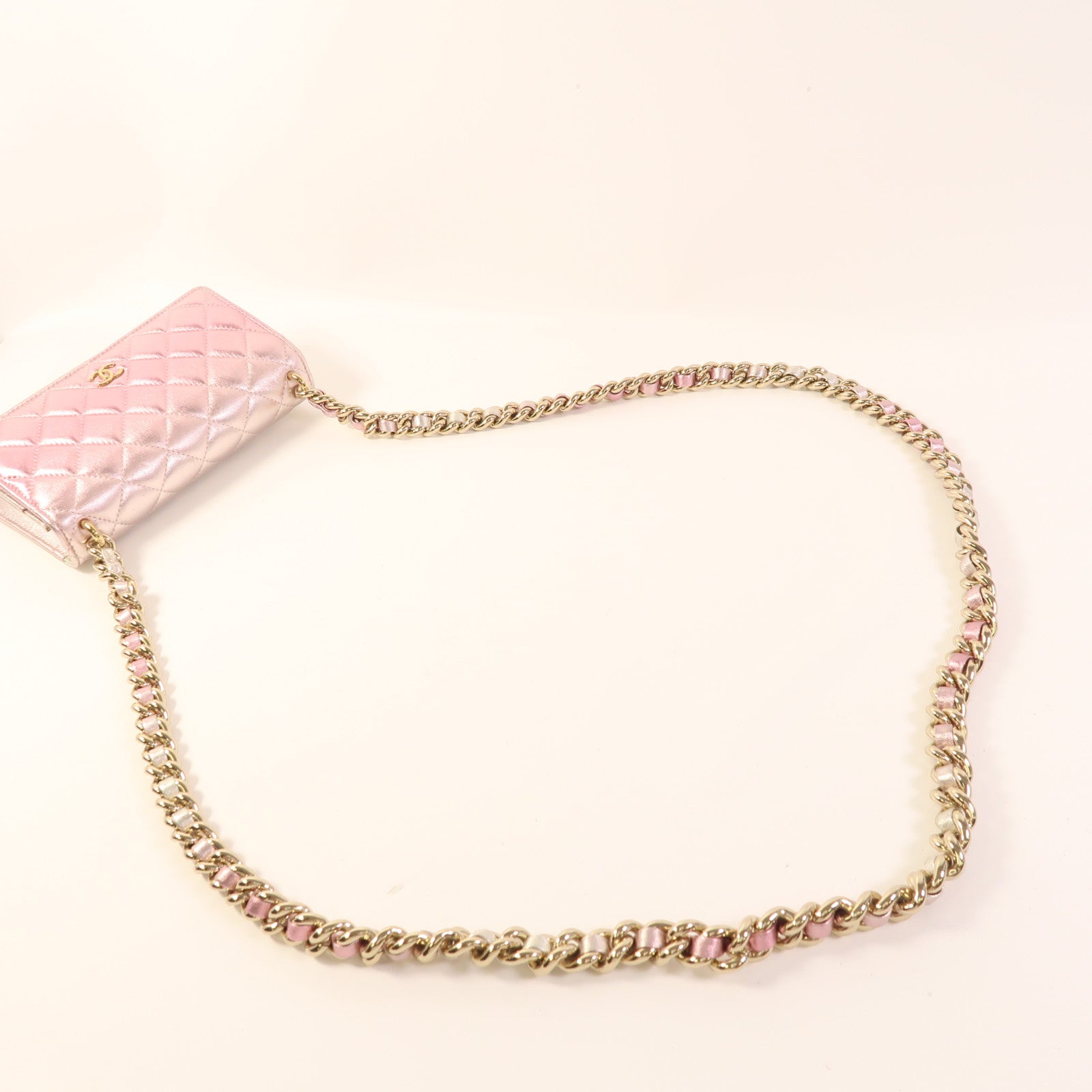 CHANEL 羊皮皮革Wallet on Chain金扣鏈帶肩背袋