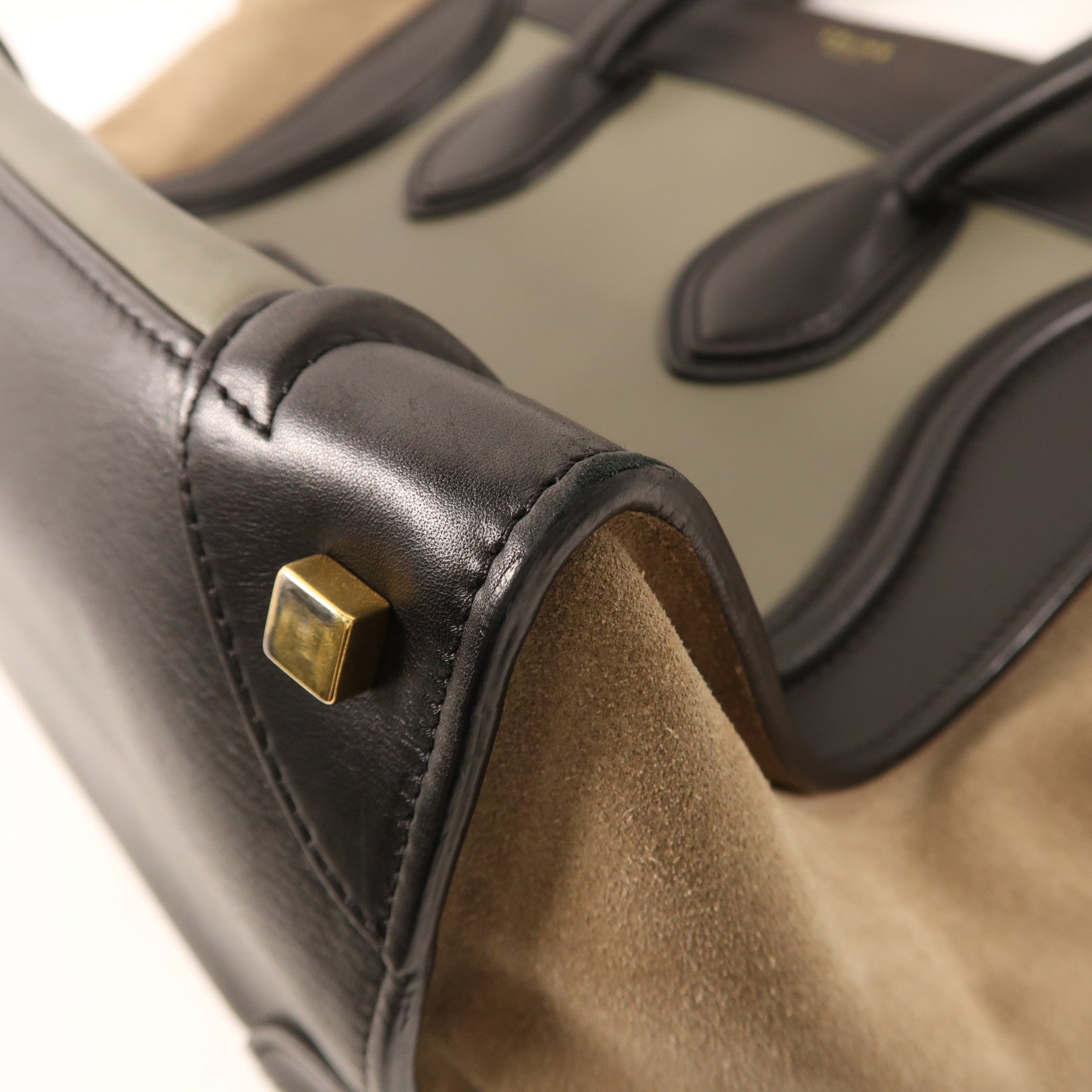CELINE 牛皮/麂皮皮革Mini Luggage金扣手挽袋