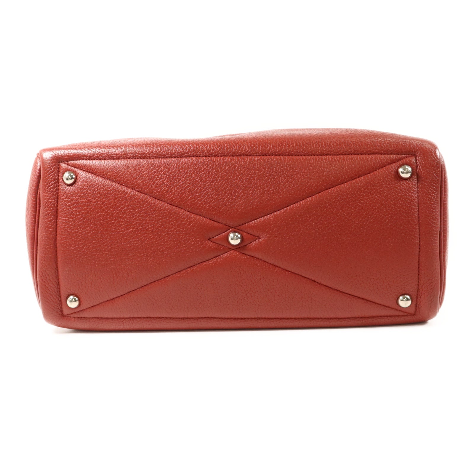 HERMES Clemence皮革Victoria 35銀扣手挽袋Rouge Garance