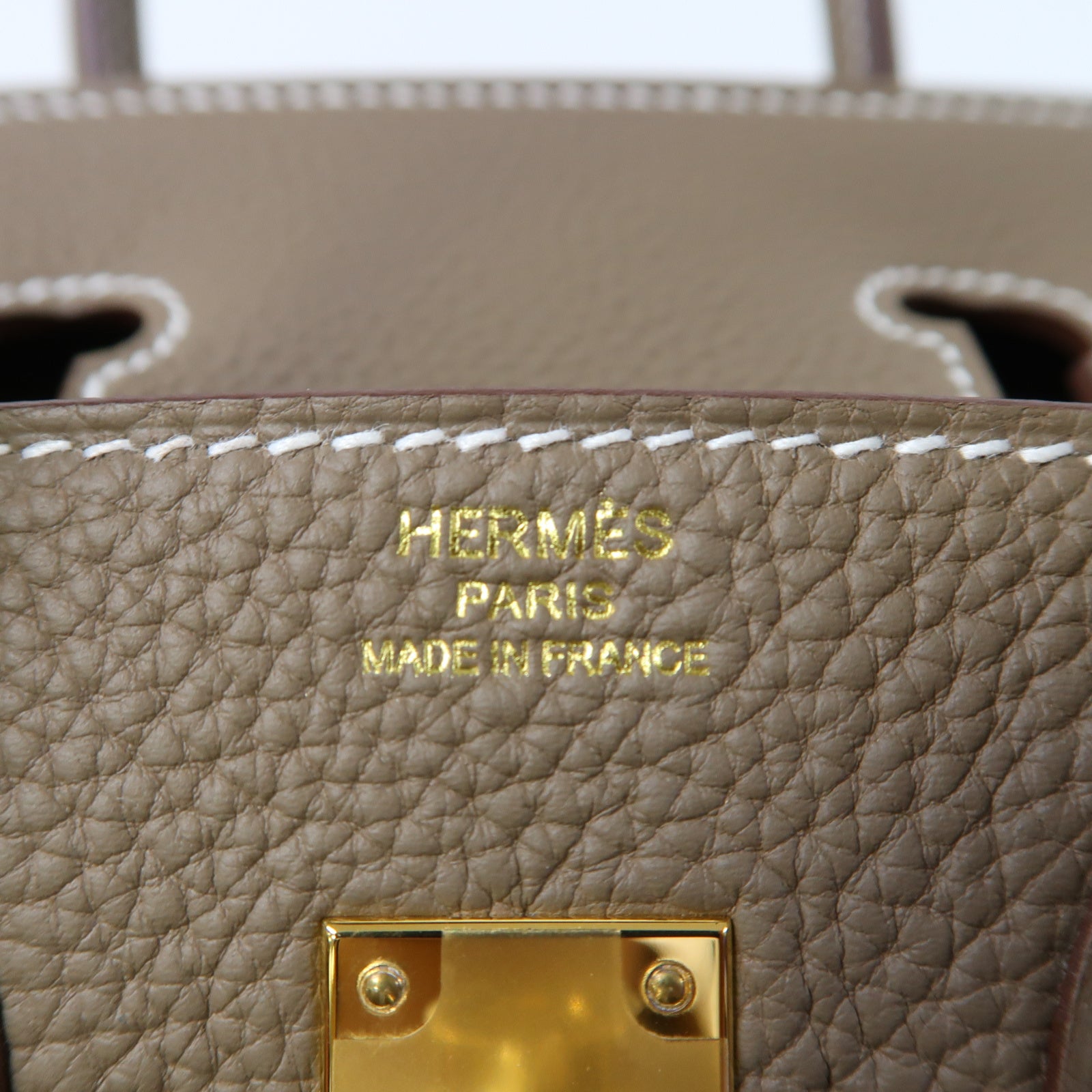 HERMES Togo皮革Birkin 25金扣手挽袋大象灰色
