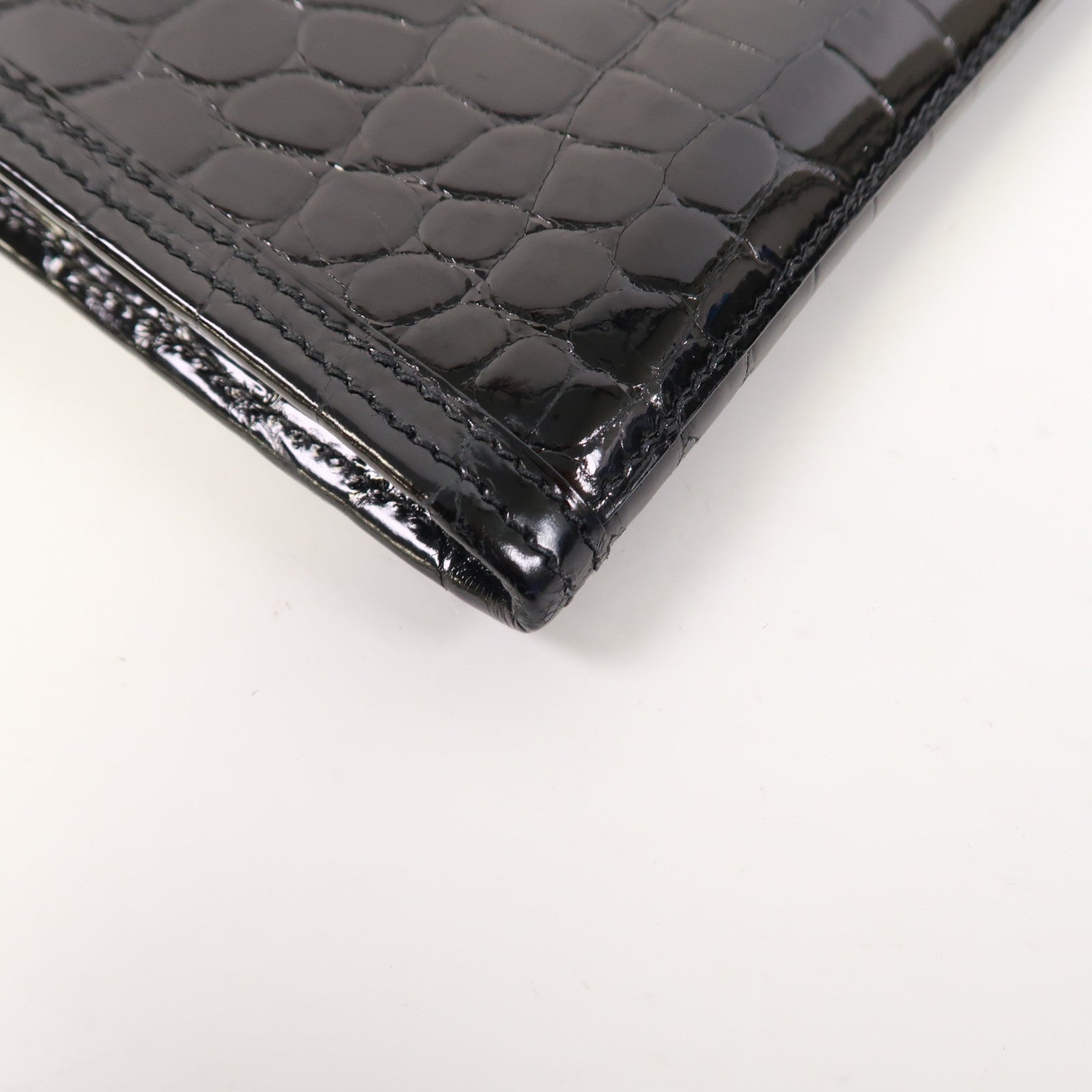 HERMES Croco Niloticus皮革Jije手拿包黑色