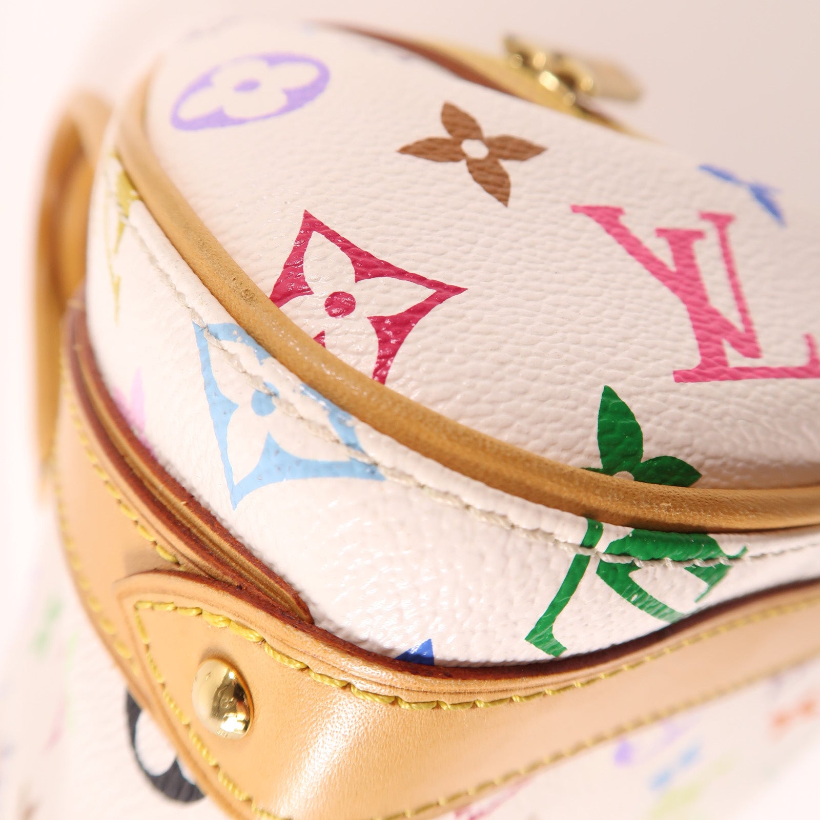 LOUIS VUITTON 塗層帆布Priscilla金扣手挽袋白色/彩色