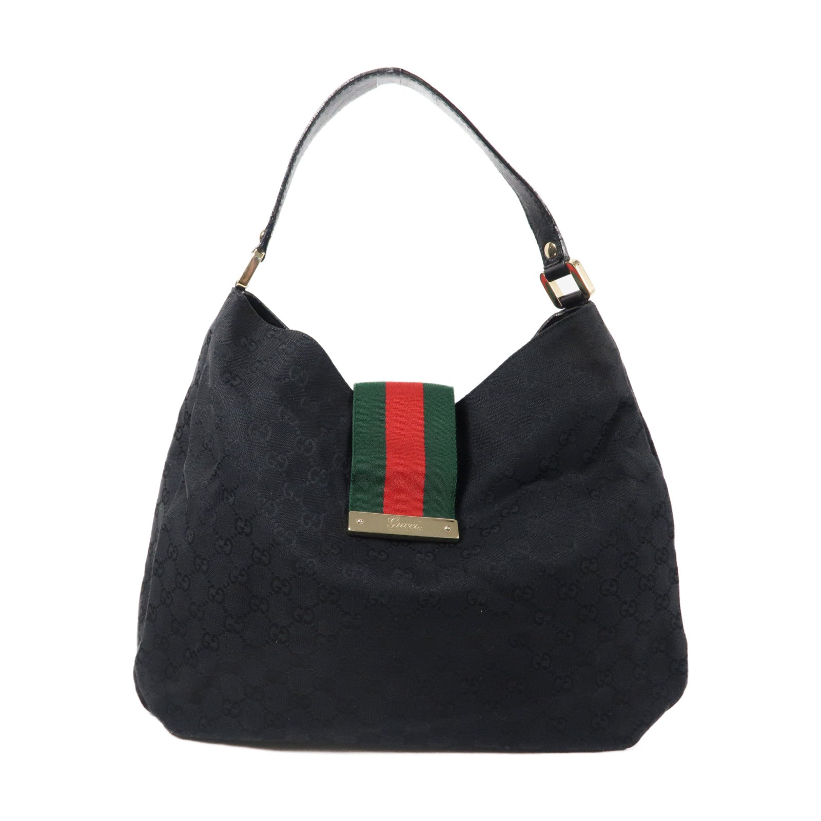 GUCCI 帆布Shoulder Bag金扣肩背袋黑色