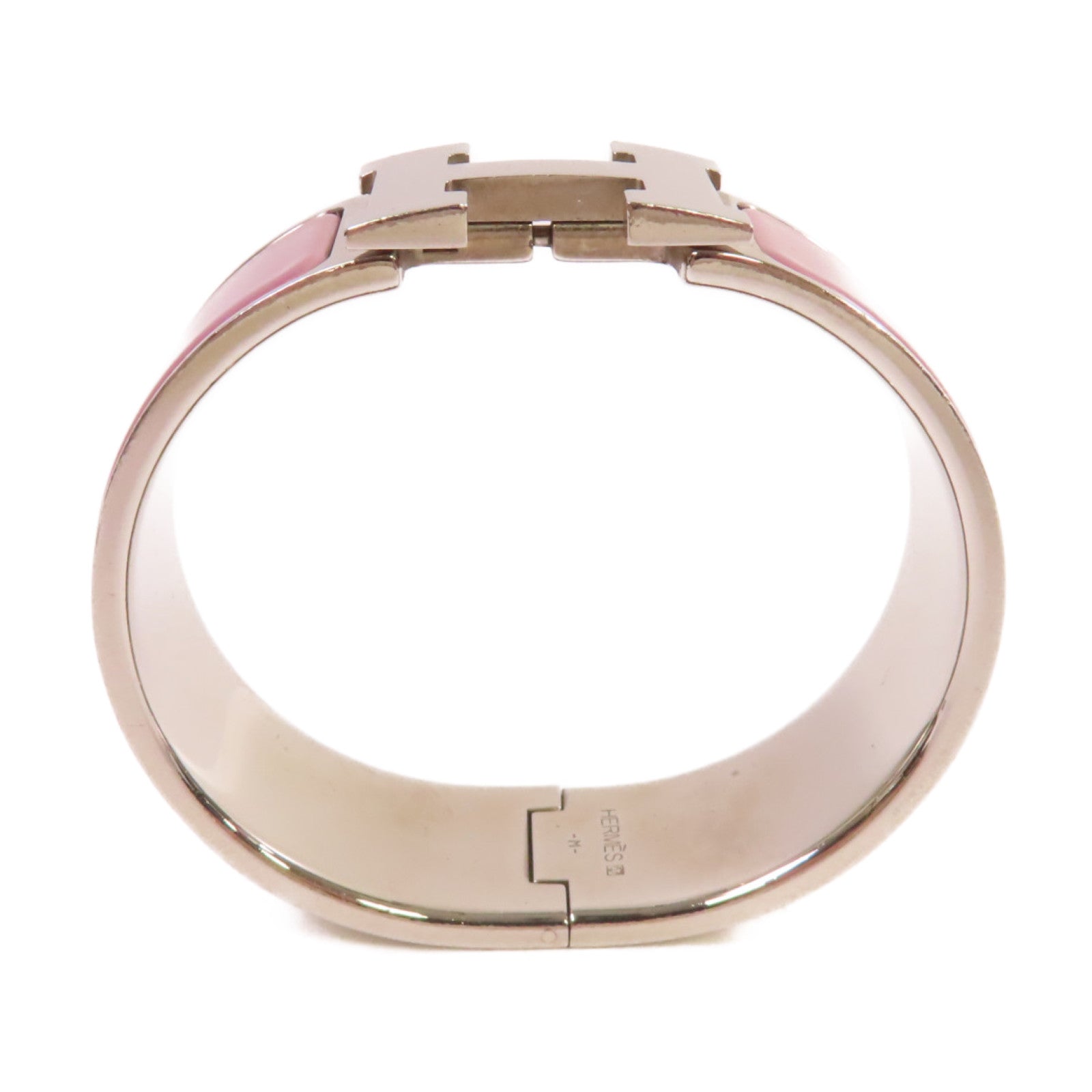 HERMES 金屬/琺瑯Clic Clac H Bracelet銀扣手鐲銀色/紫色