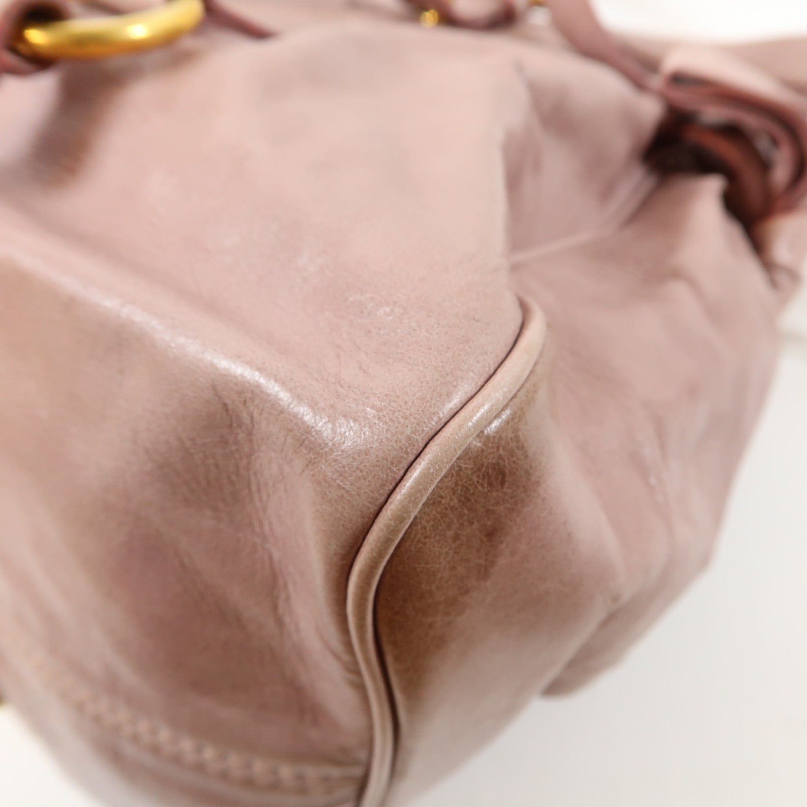 Miu Miu 【激減優惠】牛皮皮革2 Way Shoulder Bag金扣手挽肩背兩用袋粉紅色