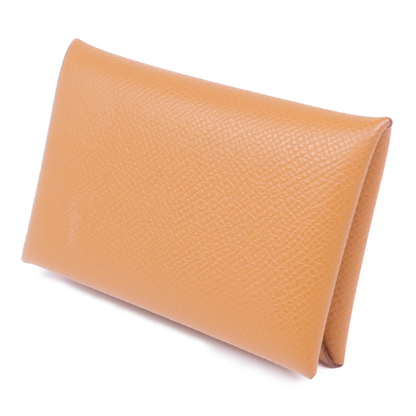 HERMES Epsom皮革Calvi Duo銀扣零錢包Gold