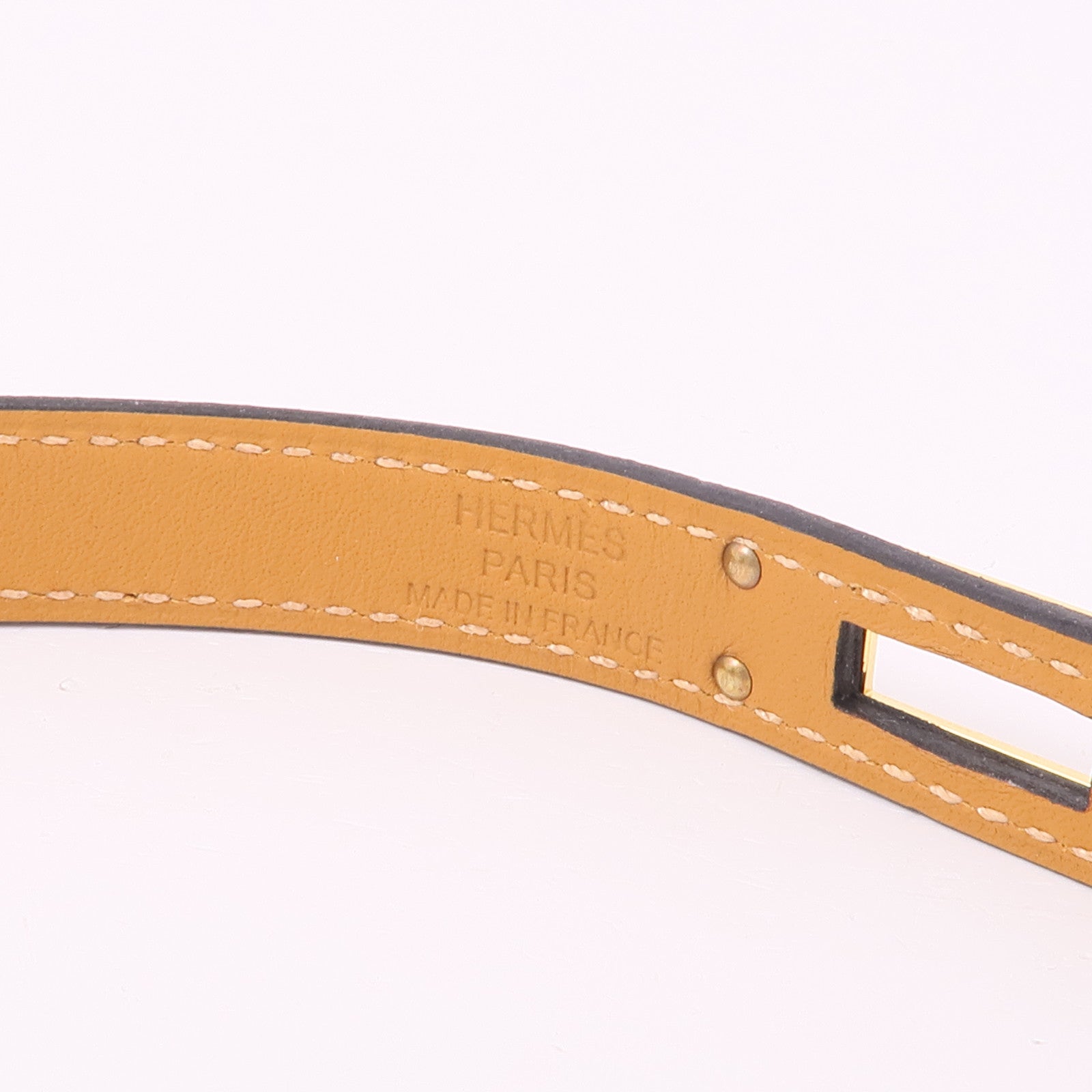 HERMES Swift皮革Kelly Double Tour Bracelet金扣手鐲Noir