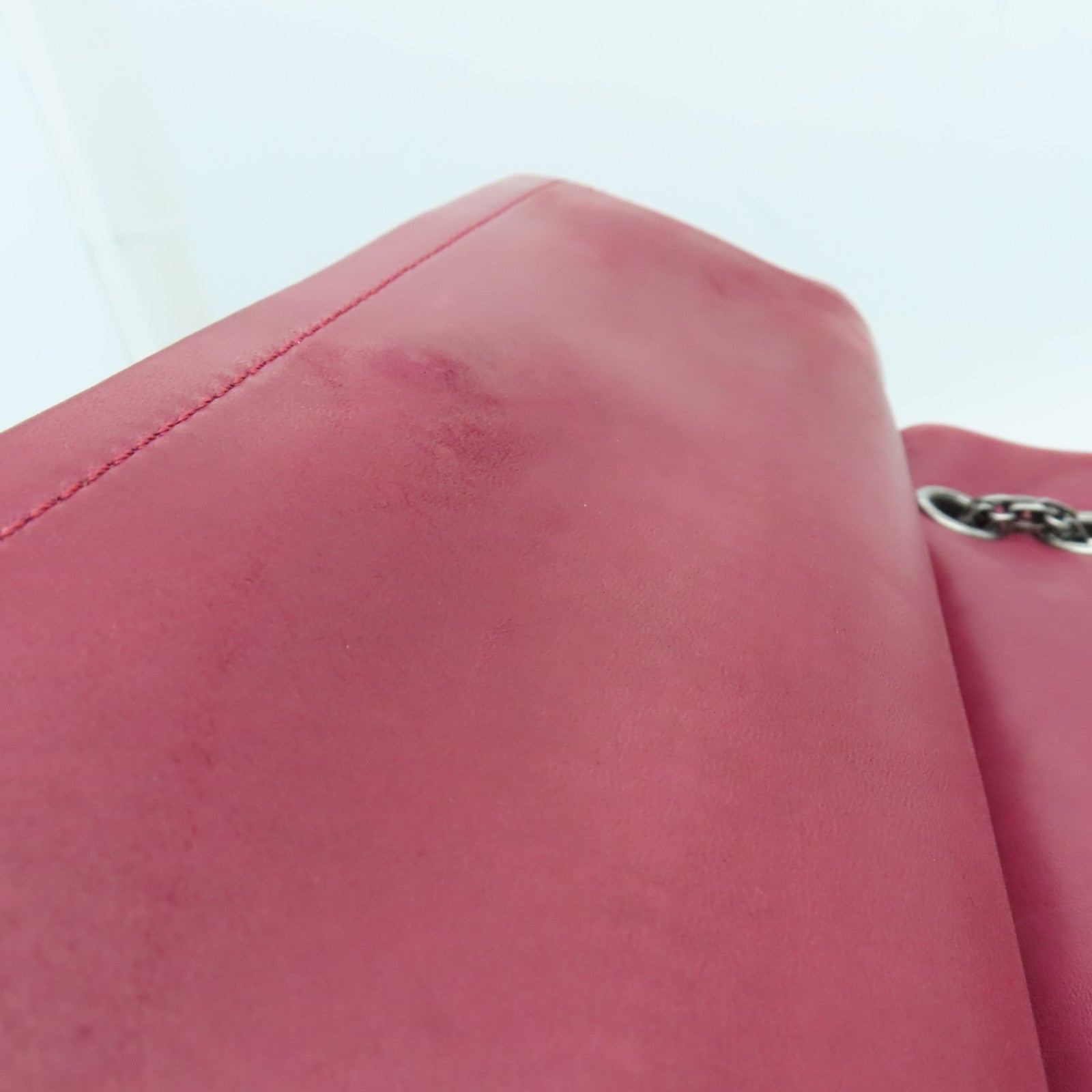 CHANEL 菱格漆皮皮革2.55 Chain Shoulder银扣链带肩背袋红色