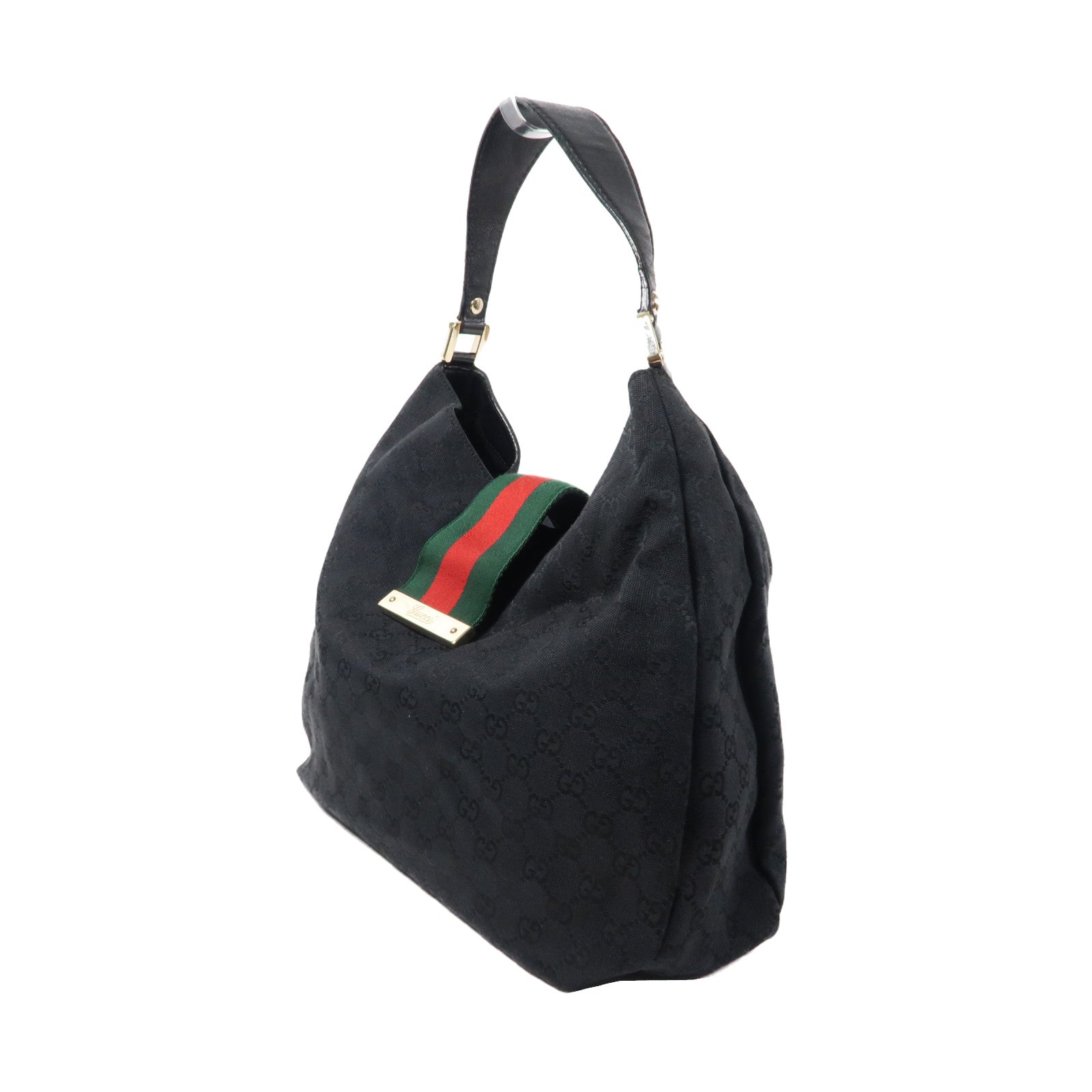 GUCCI 帆布Shoulder Bag金扣肩背袋黑色