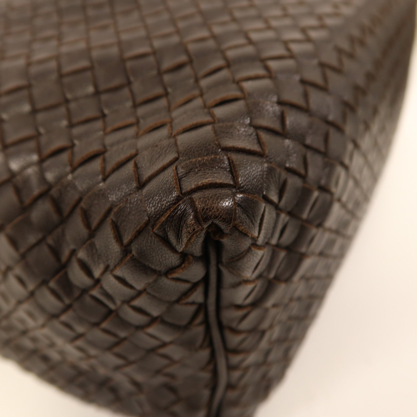 BOTTEGA VENETA 織紋皮革Shoulder Bag金扣肩背袋啡色