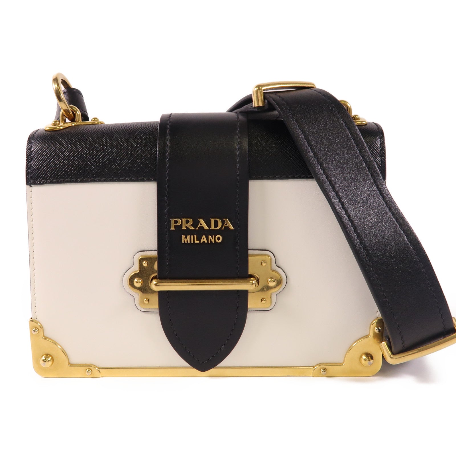 PRADA 皮革Cahier金扣肩背袋