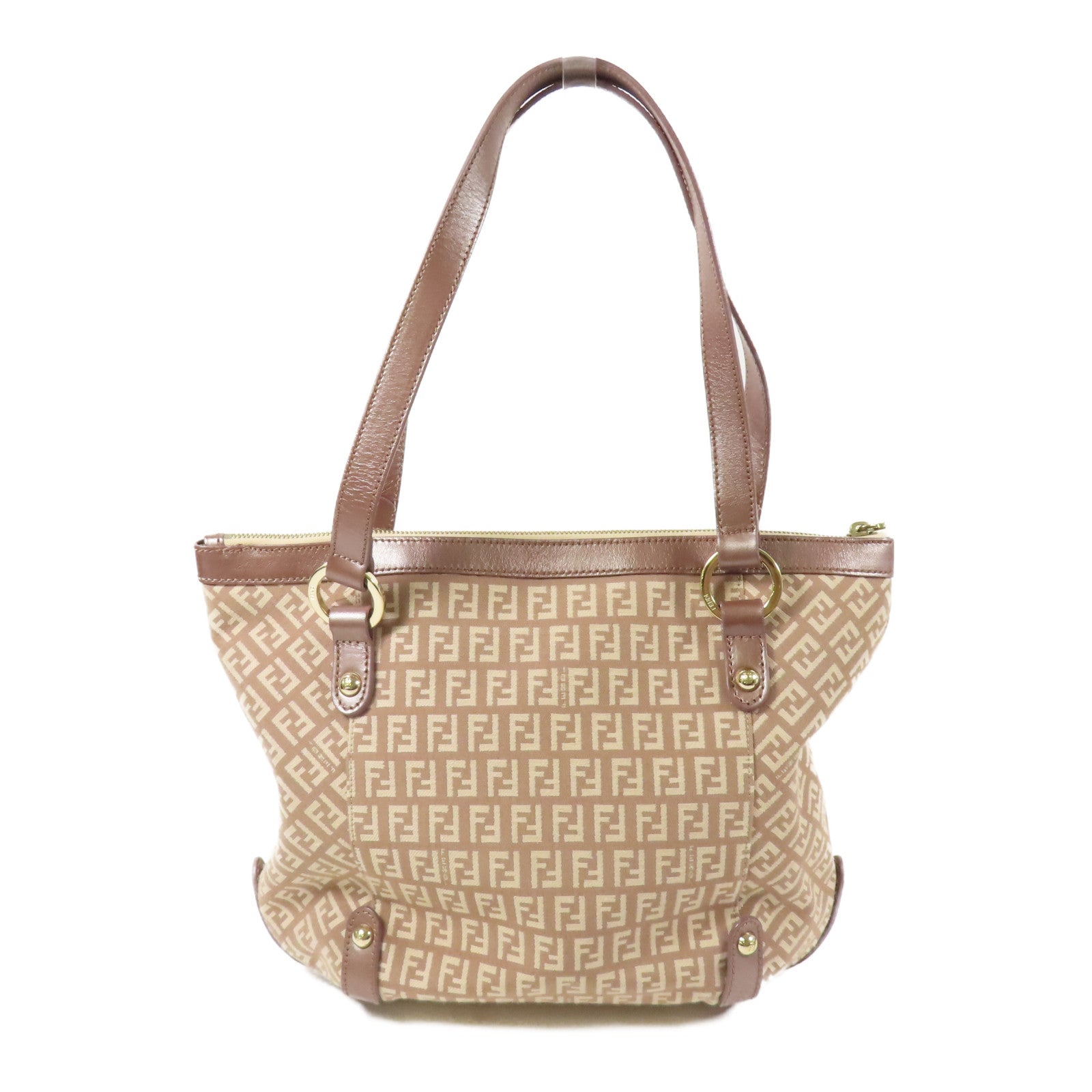 FENDI 帆布Tote Bag金扣肩背袋