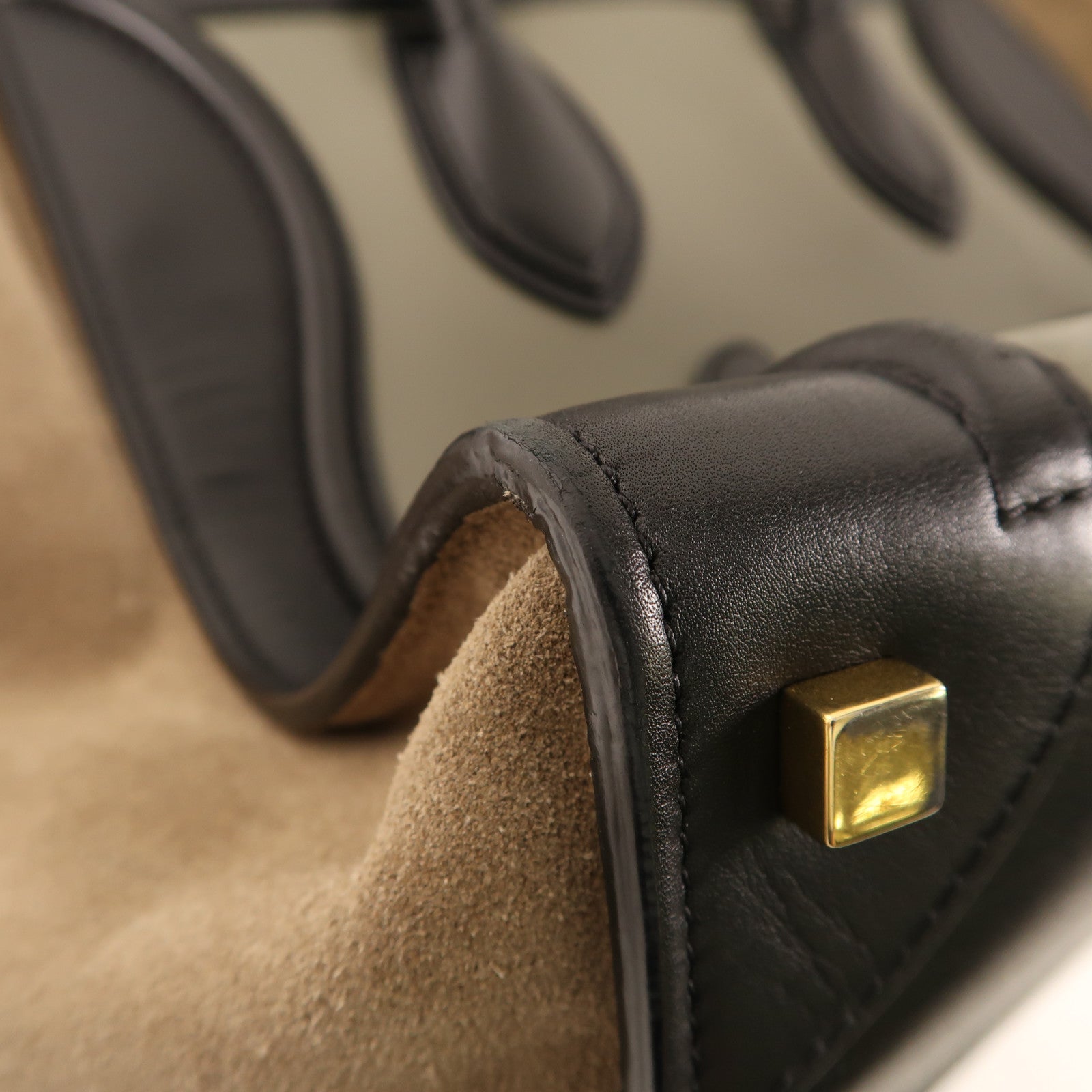 CELINE 牛皮/麂皮皮革Mini Luggage金扣手挽袋