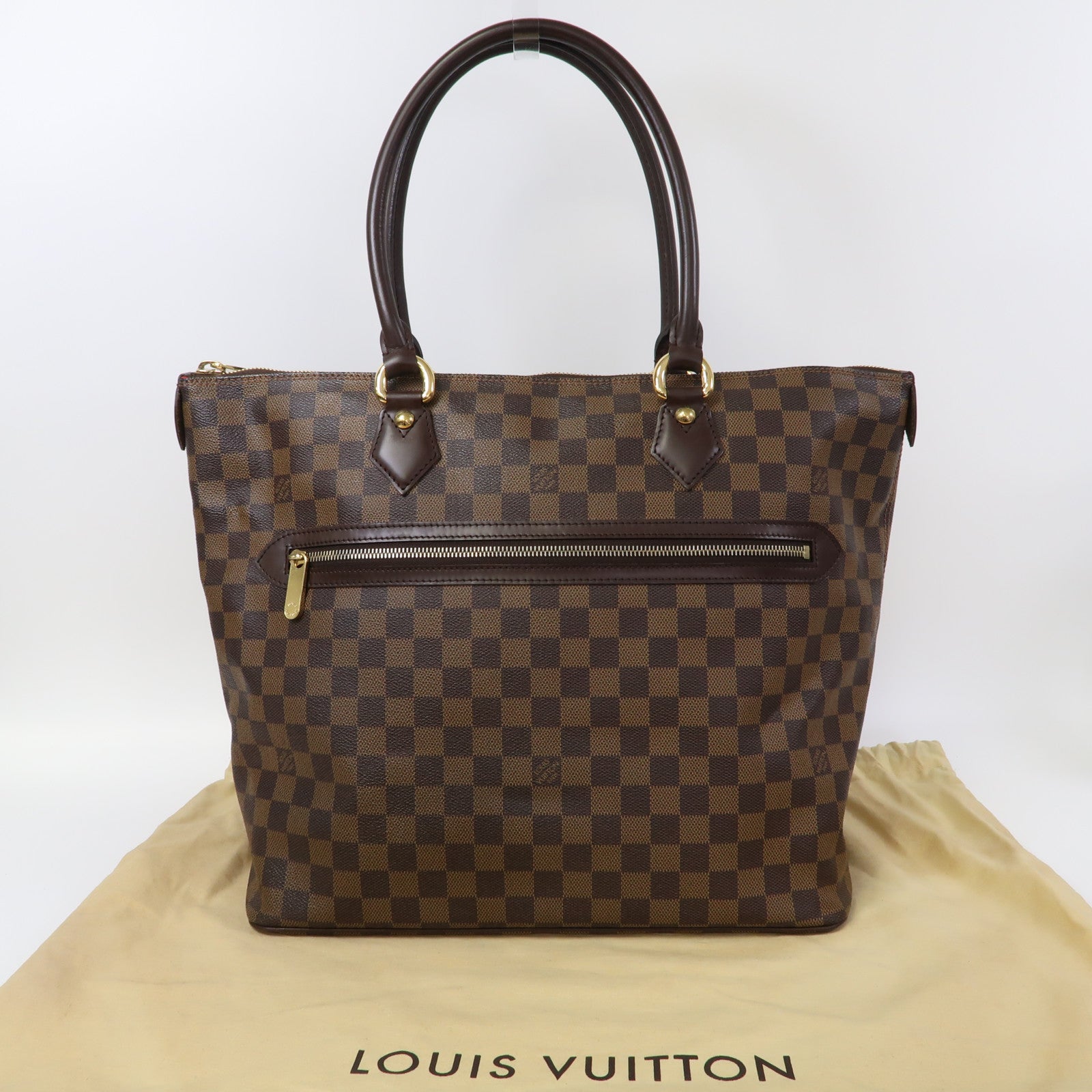 LOUIS VUITTON Damier Ebene Saleya GM金扣手挽袋啡色