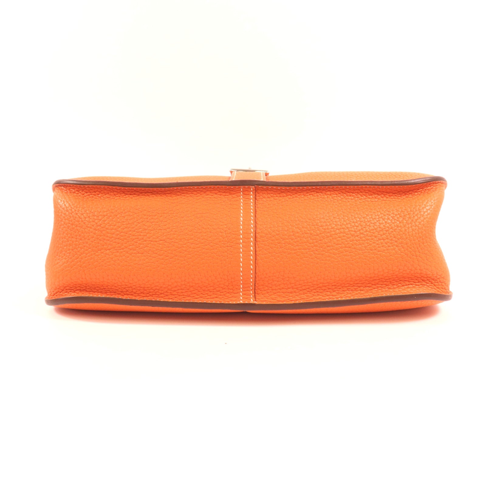 HERMES Clemence皮革Halzan 31銀扣手挽肩背兩用袋Orange