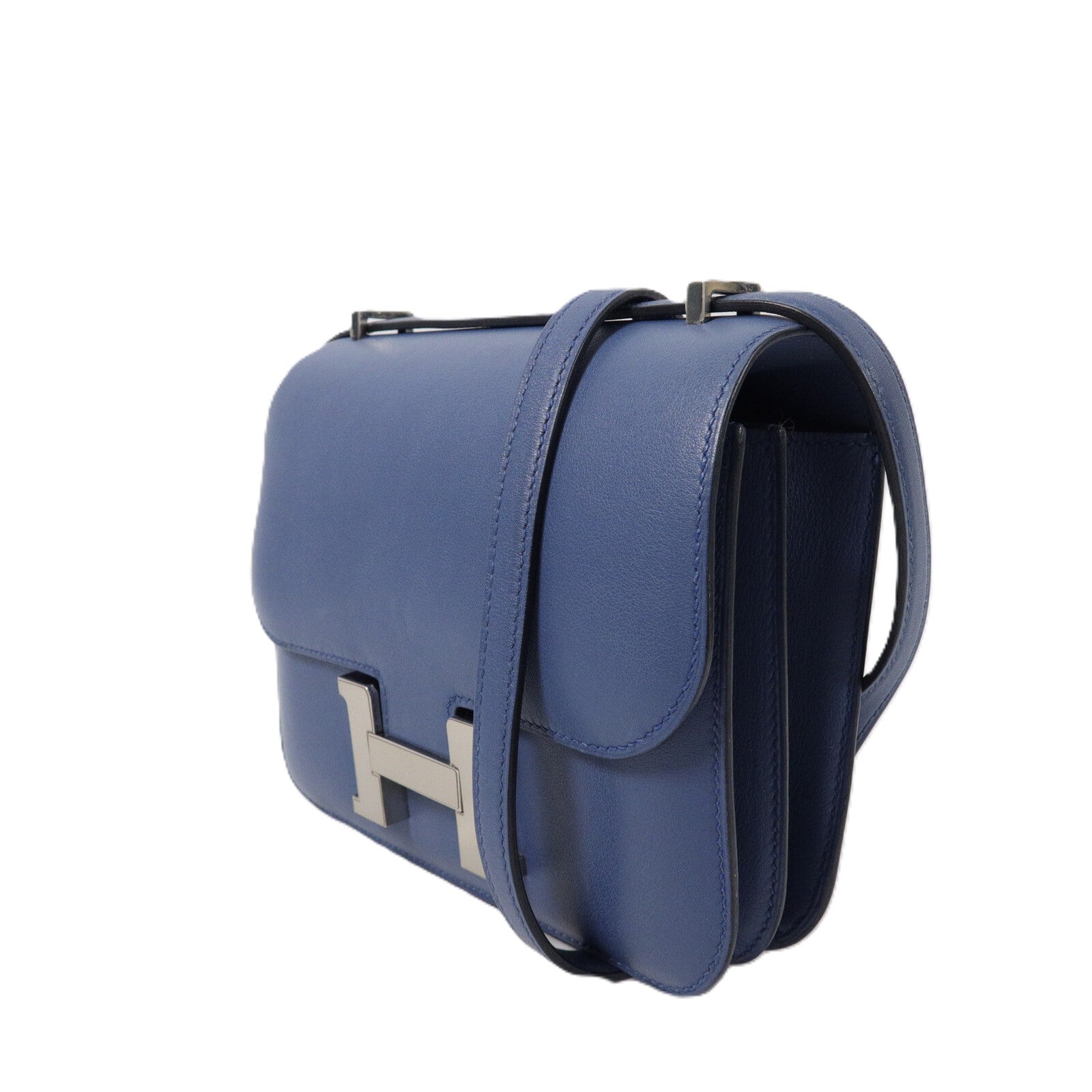 HERMES Swift皮革Constance Mini肩背袋Bleu Agate