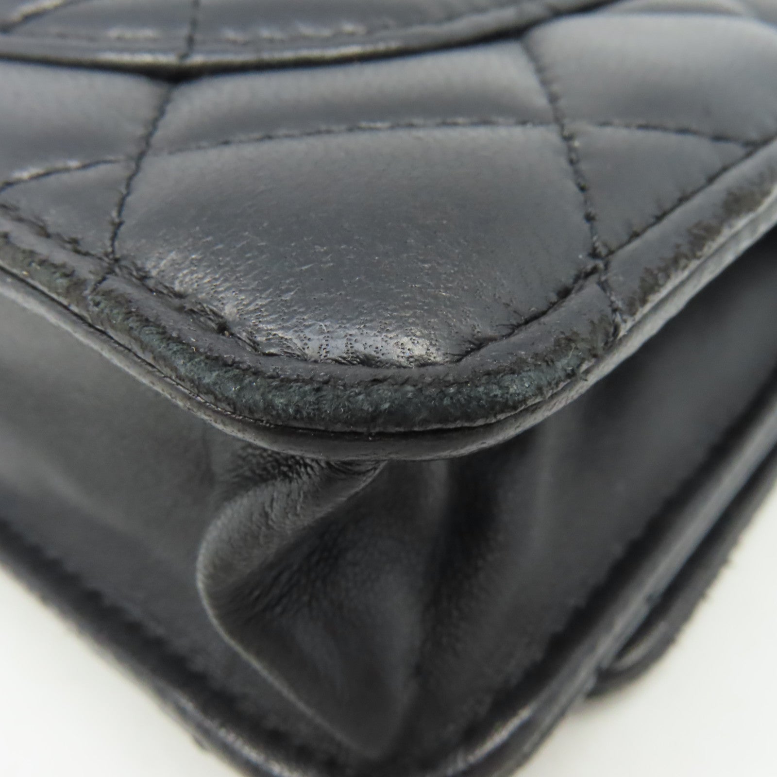 CHANEL 【激減優惠】菱格羊皮皮革WOC Wallet On Chain Shoulder Bag銀扣鏈帶肩背袋黑色