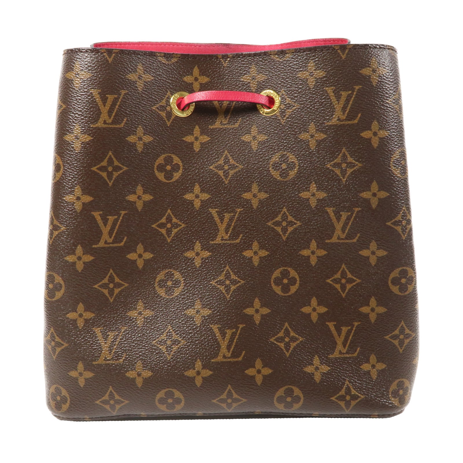 LOUIS VUITTON Monogram Neo Noe金扣肩背袋啡色/紅色