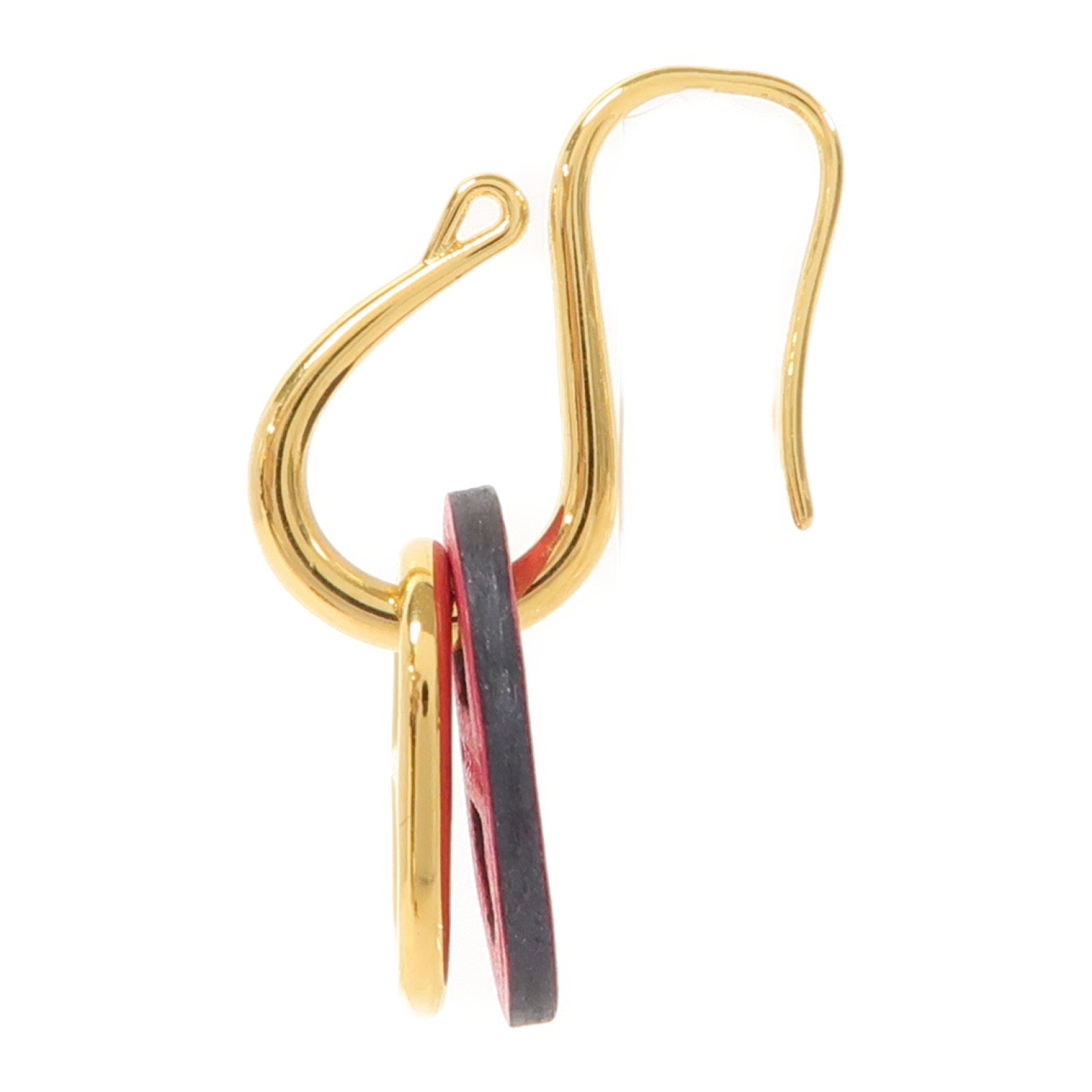 HERMES 金屬/Swift皮革O'Maillon Earrings耳環粉紅色/金色