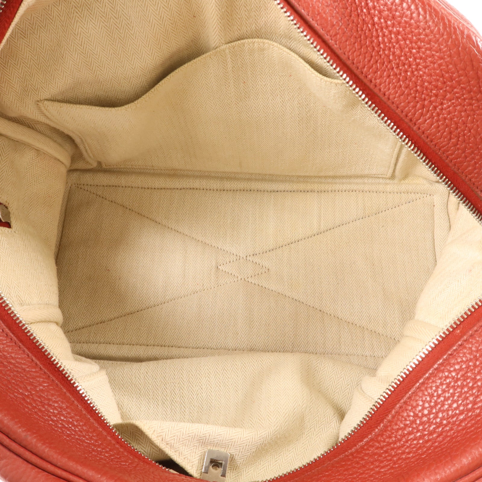 HERMES Clemence皮革Victoria 35銀扣手挽袋Rouge Garance
