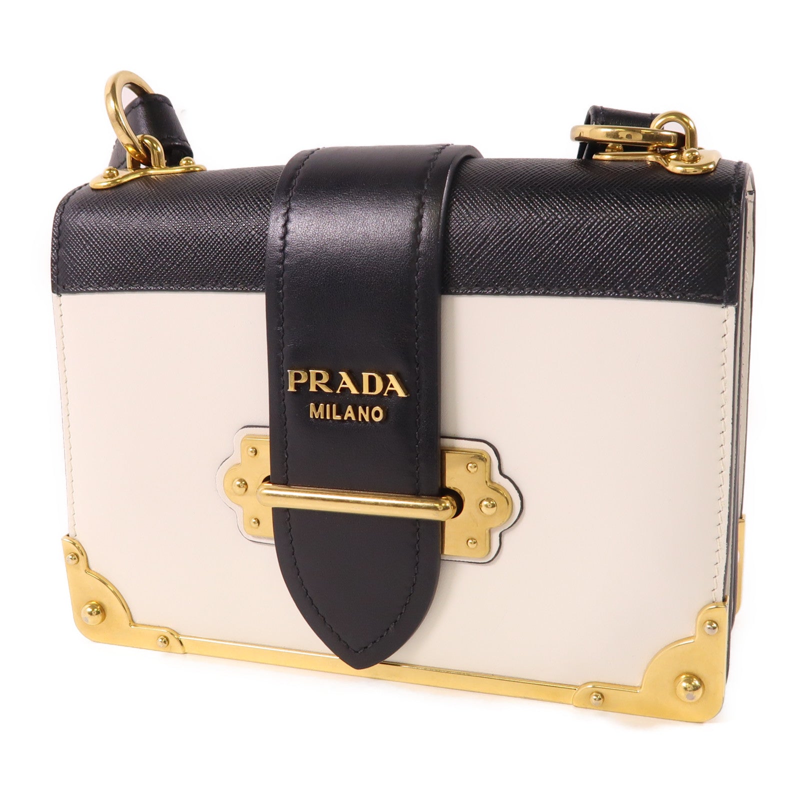 PRADA 皮革Cahier金扣肩背袋