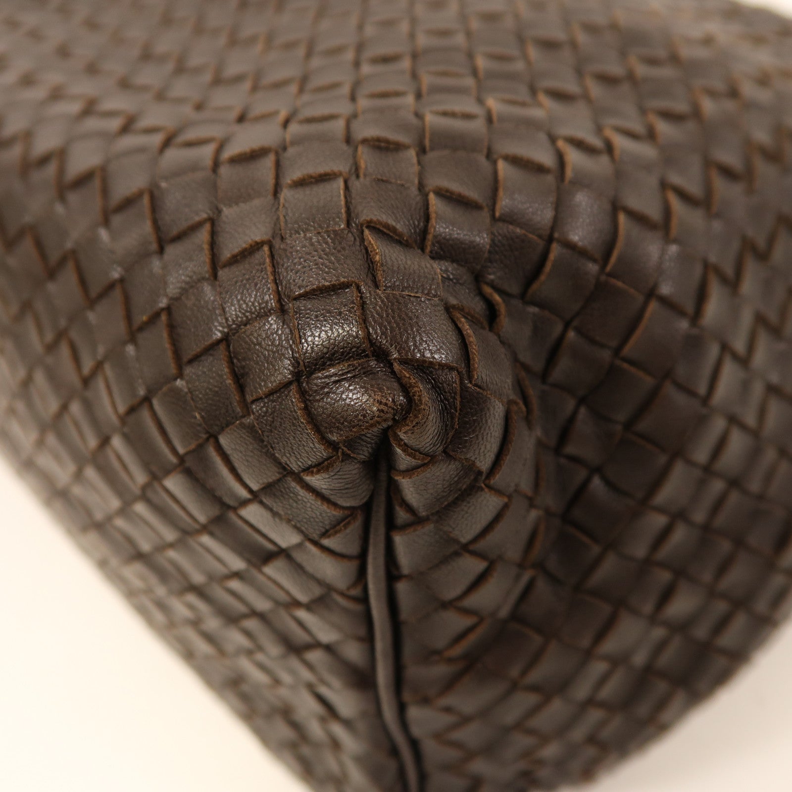 BOTTEGA VENETA 織紋皮革Shoulder Bag金扣肩背袋啡色