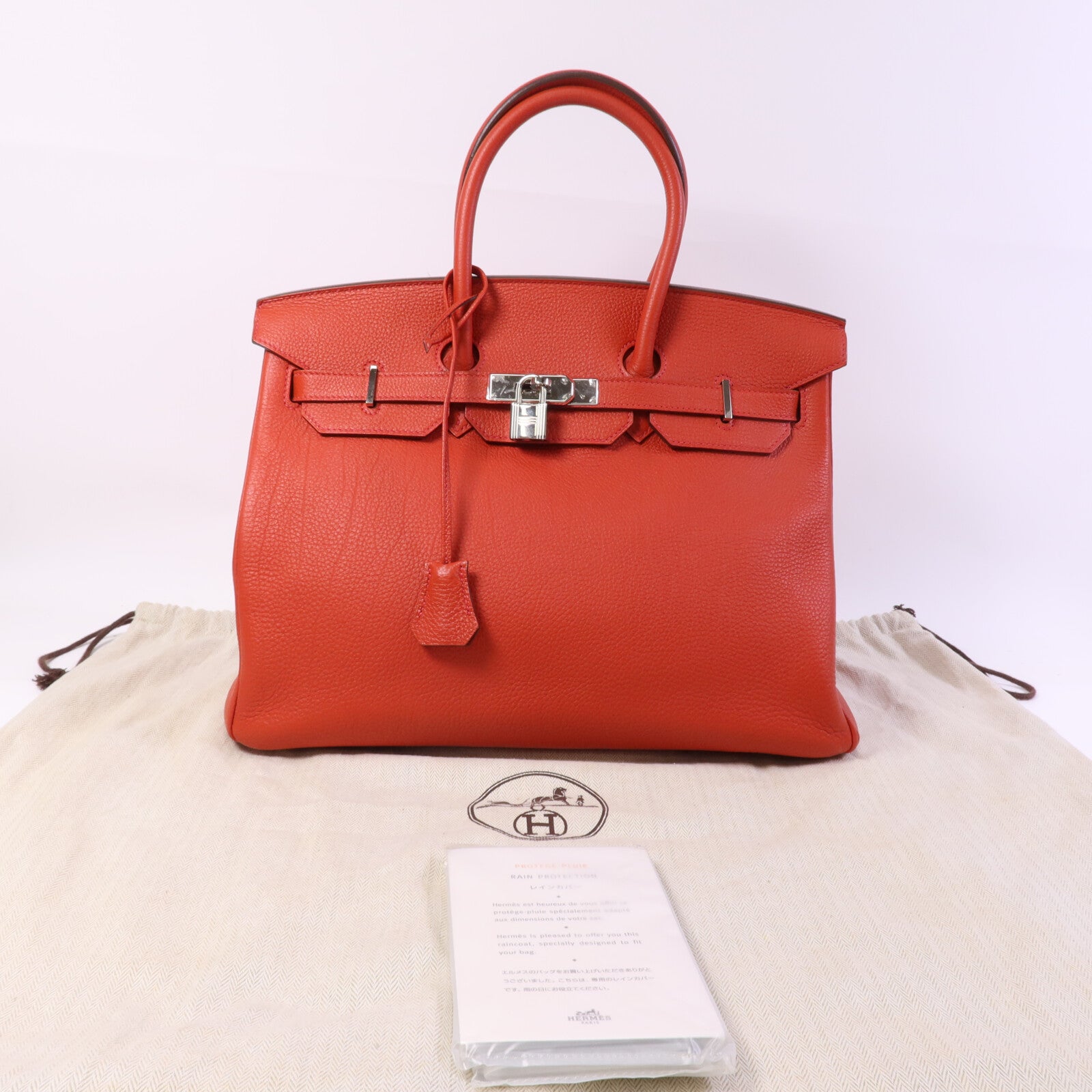 HERMES Togo皮革Birkin 35銀扣手挽袋Rouge De Coeur