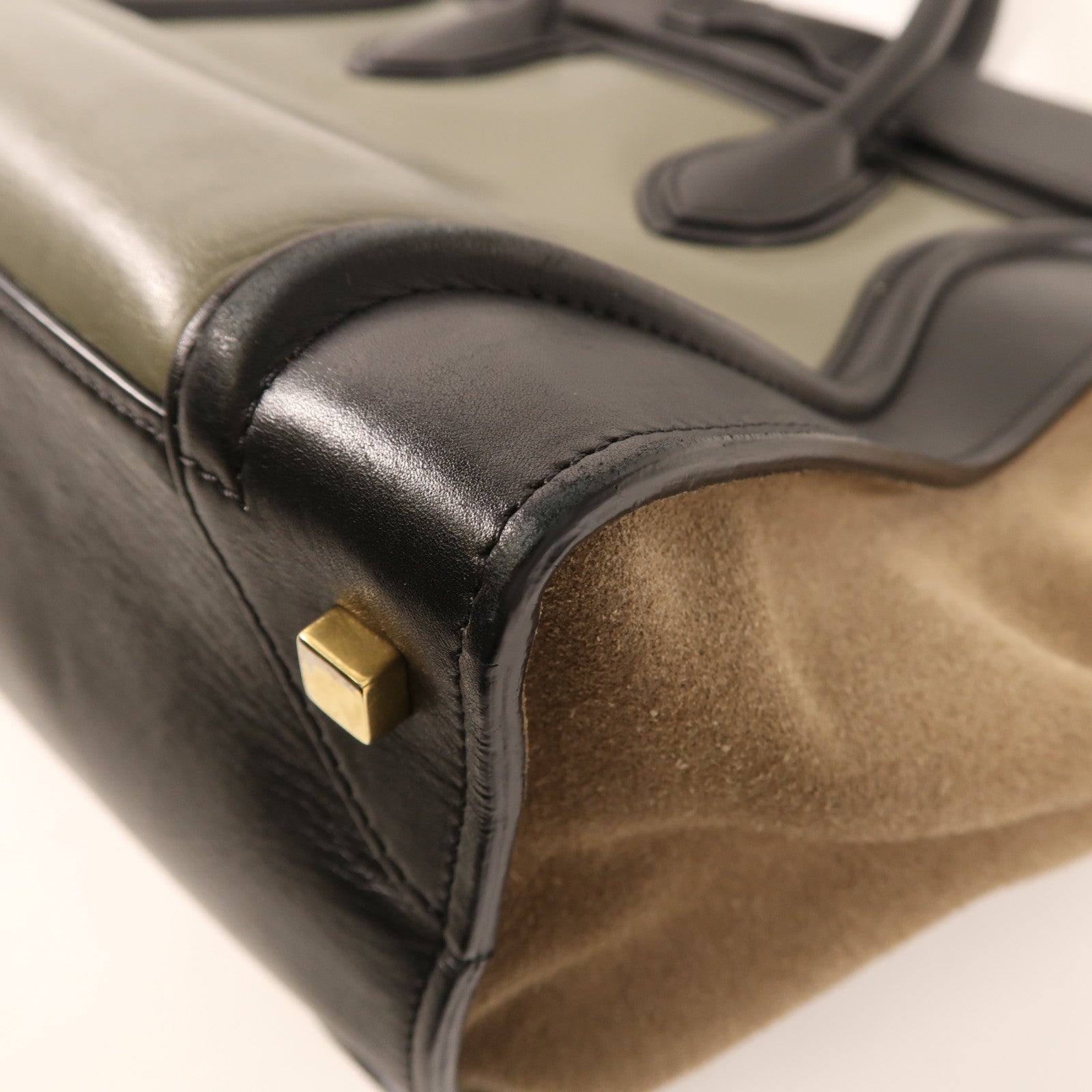 CELINE 牛皮/麂皮皮革Mini Luggage金扣手挽袋