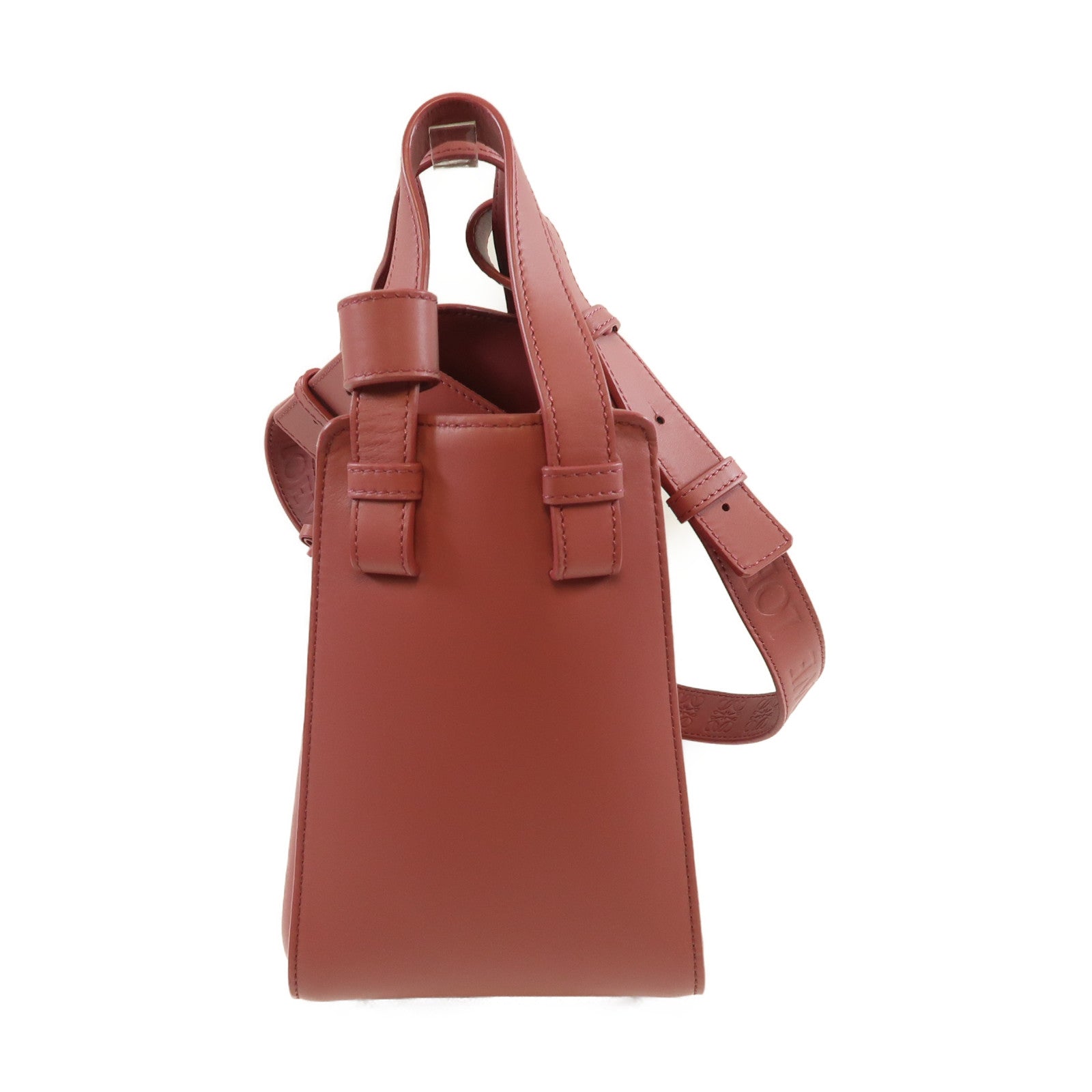 LOEWE 牛皮皮革Hammock金扣手挽肩背兩用袋粉紅色