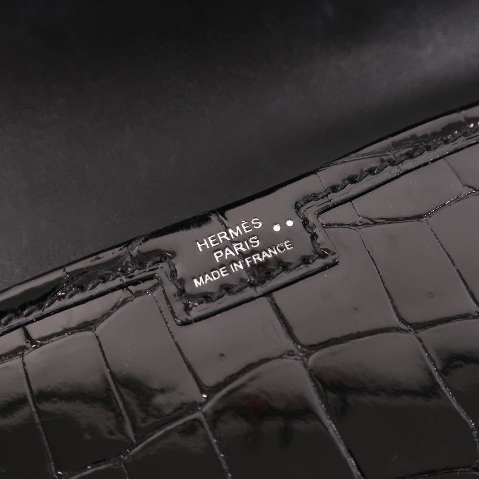 HERMES Croco Niloticus皮革Jije手拿包黑色