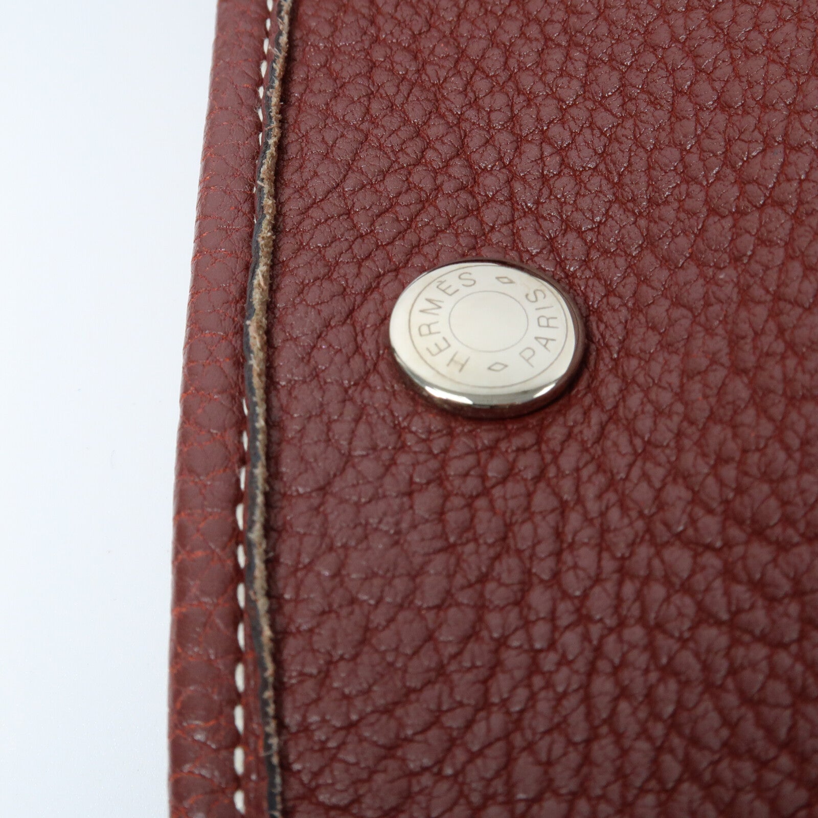 HERMES Negonda皮革Garden Party PM銀扣手挽袋Rouge H