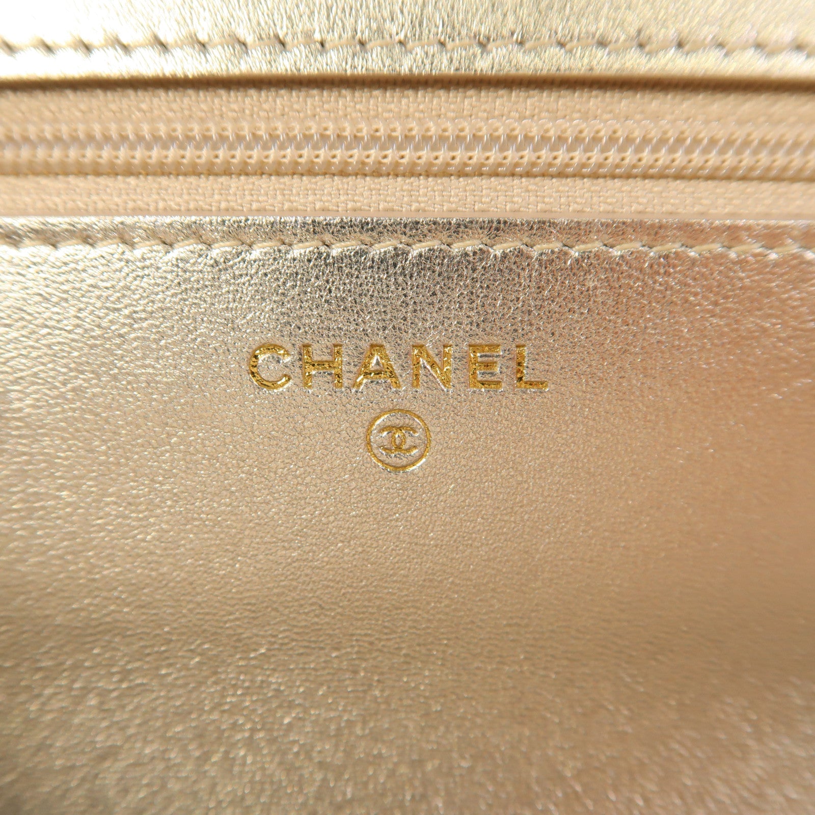 CHANEL 羊皮皮革Wallet on Chain金扣鏈帶肩背袋