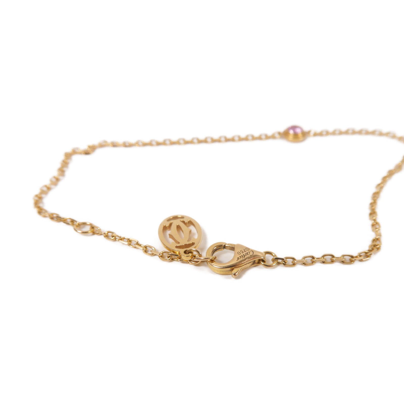 CARTIER 18K黃金Saphirs De手鏈粉紅色