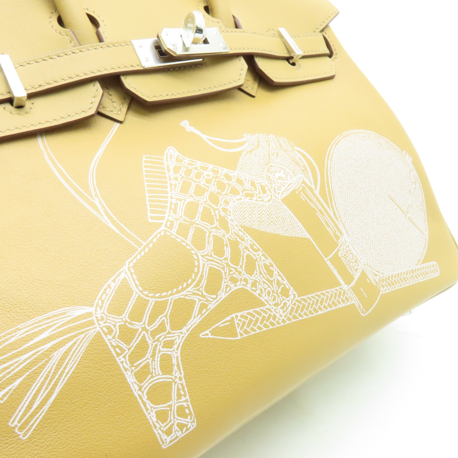 HERMES **【激減優惠】Swift皮革Birkin 25銀扣手挽袋Biscuit米色
